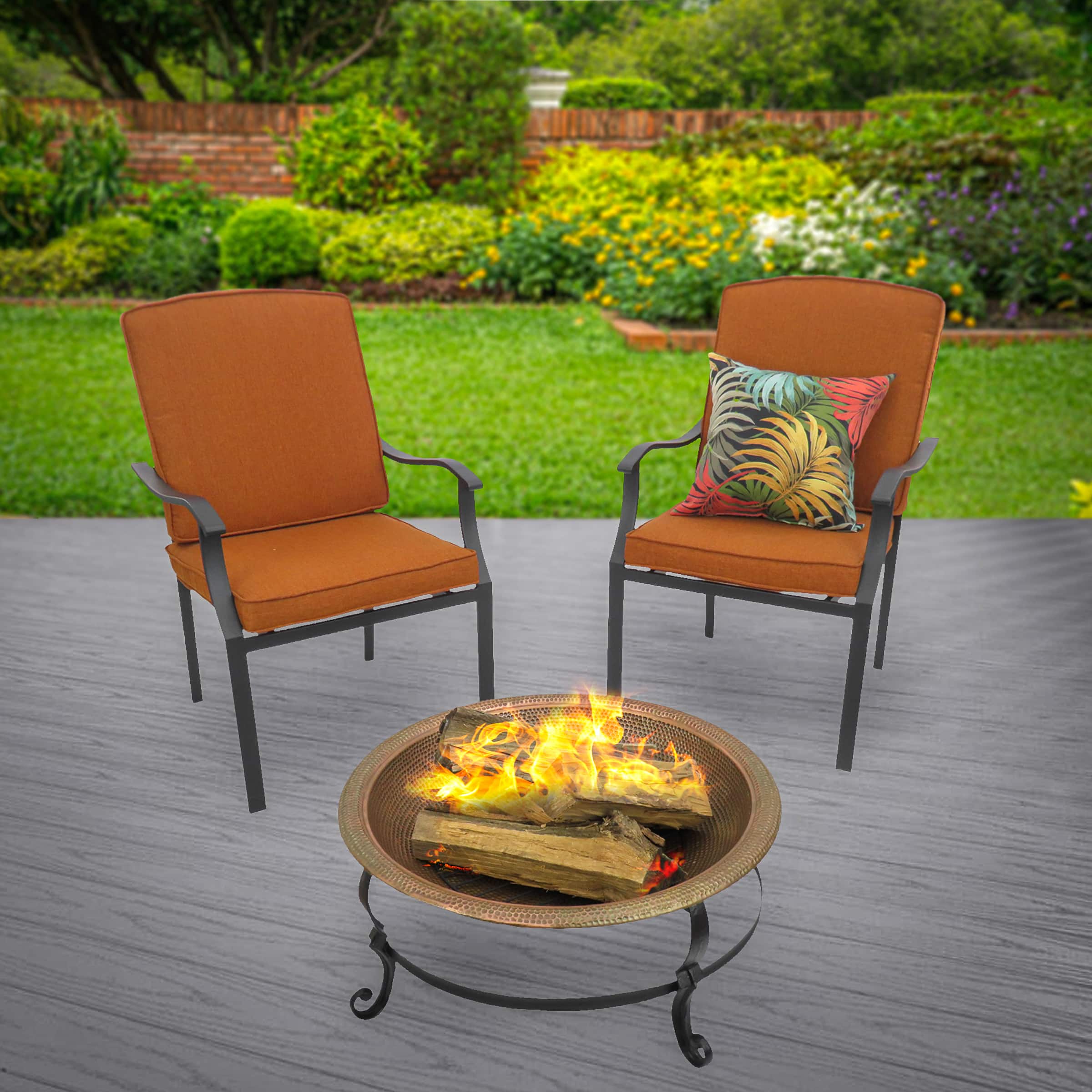32" Copper Fire Pit with Stand & Tray Cover