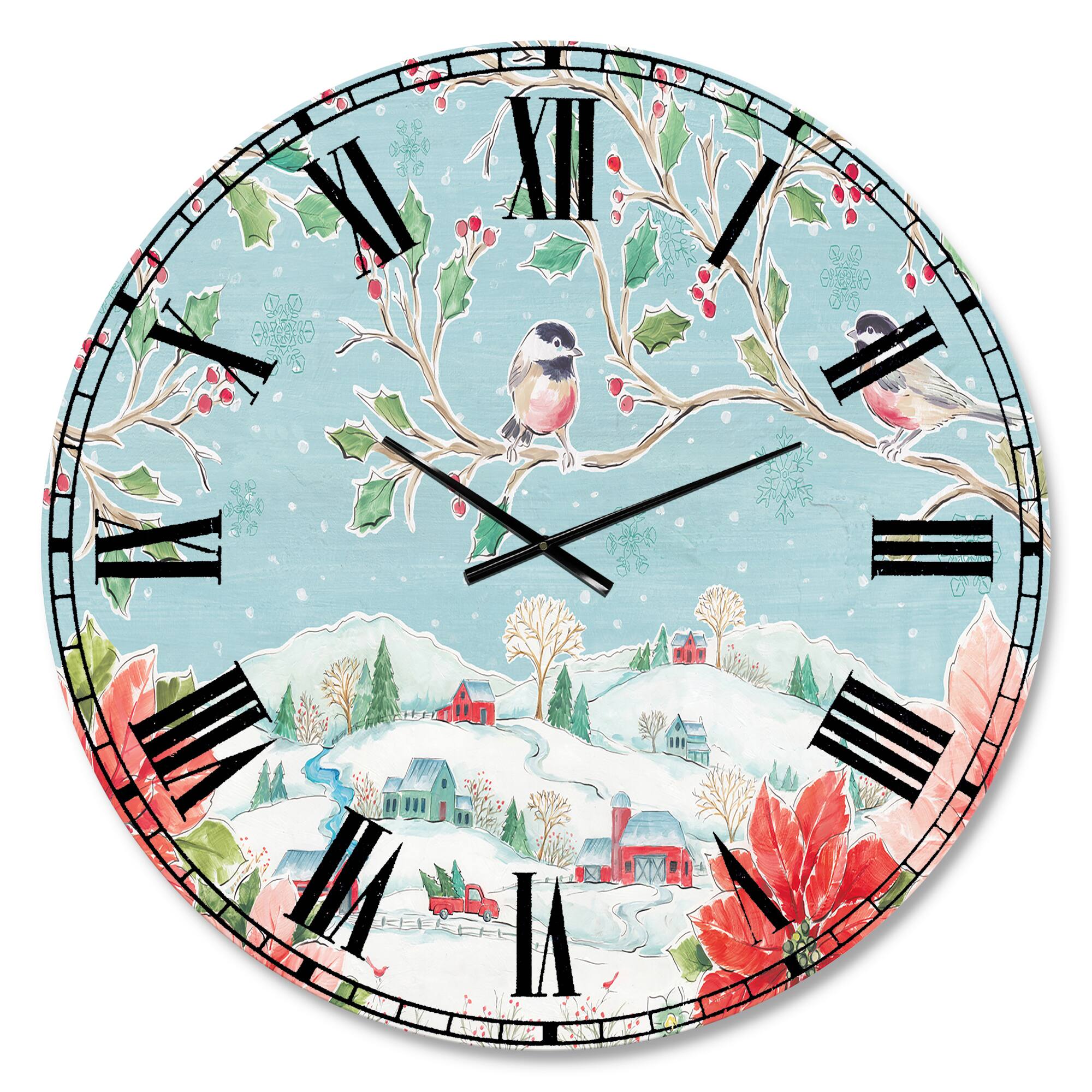 Designart &#x27;Country Flower Snowflakes Ii Traditional Wall Clock