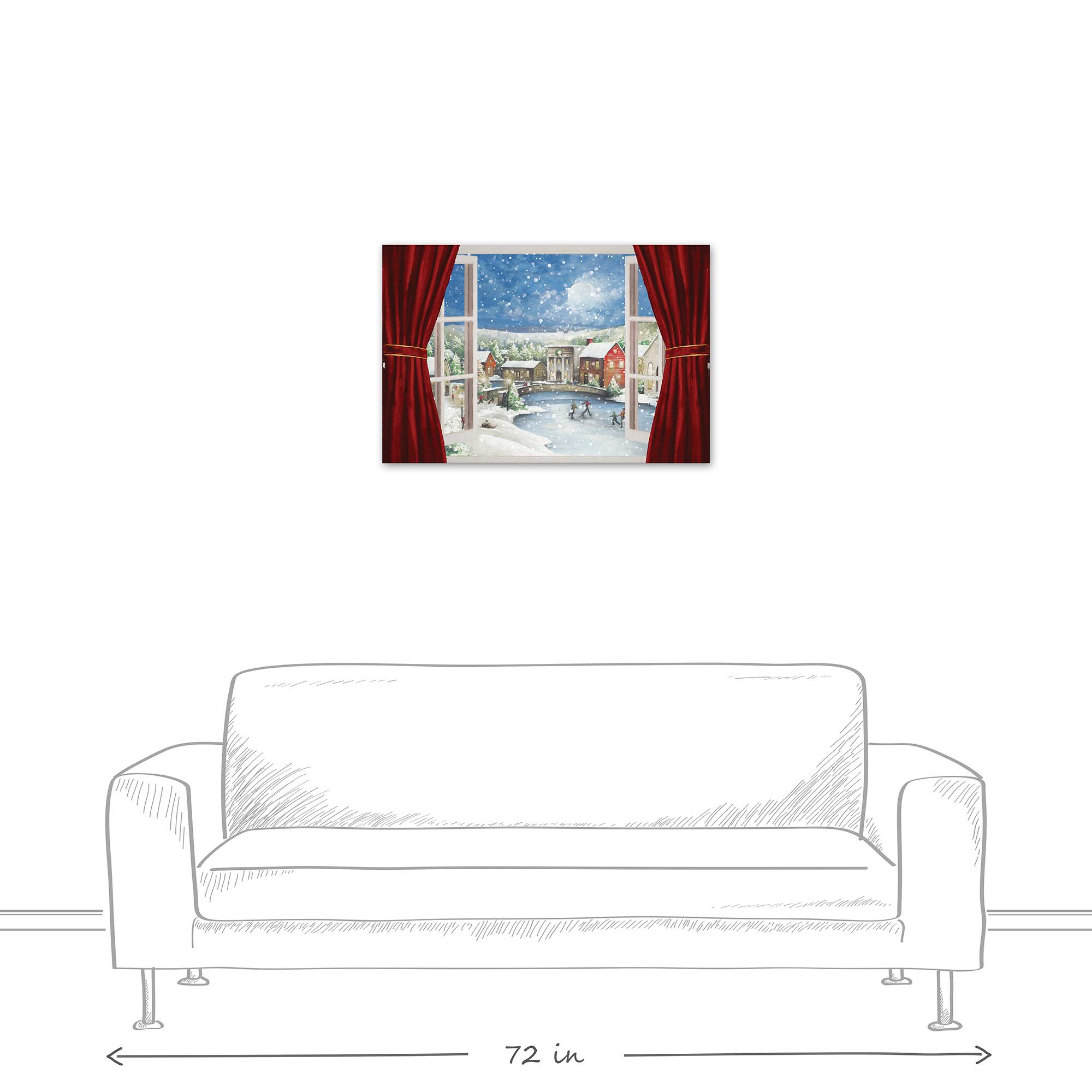 Christmas Window Scene Canvas Wall Art