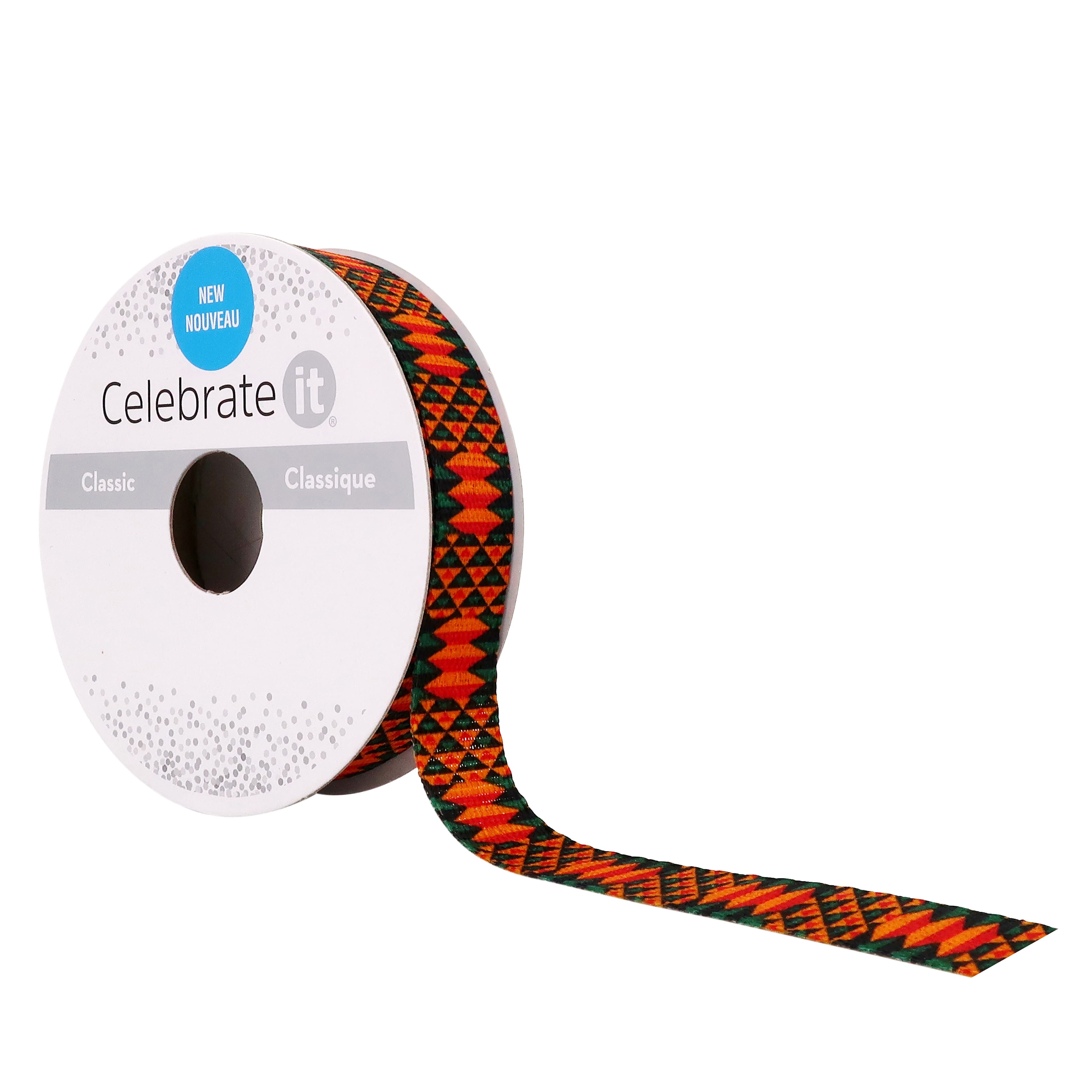12 Pack: 5/8&#x22; x 7yd. Faux Linen Geometric Ribbon by Celebrate It&#x2122;