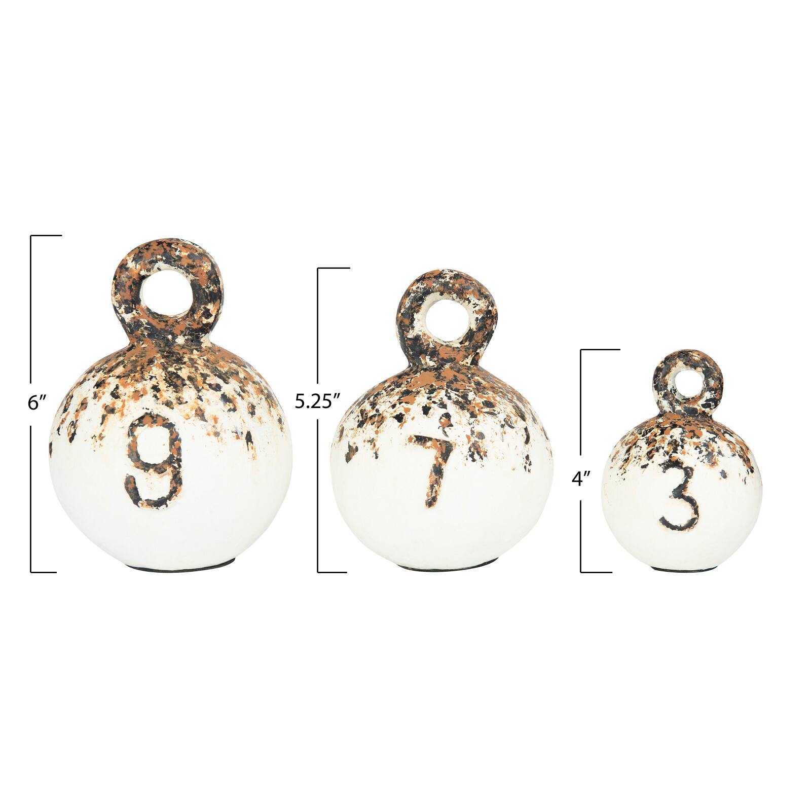 Hello Honey® Heavily Distressed Round Weights with Handles Set