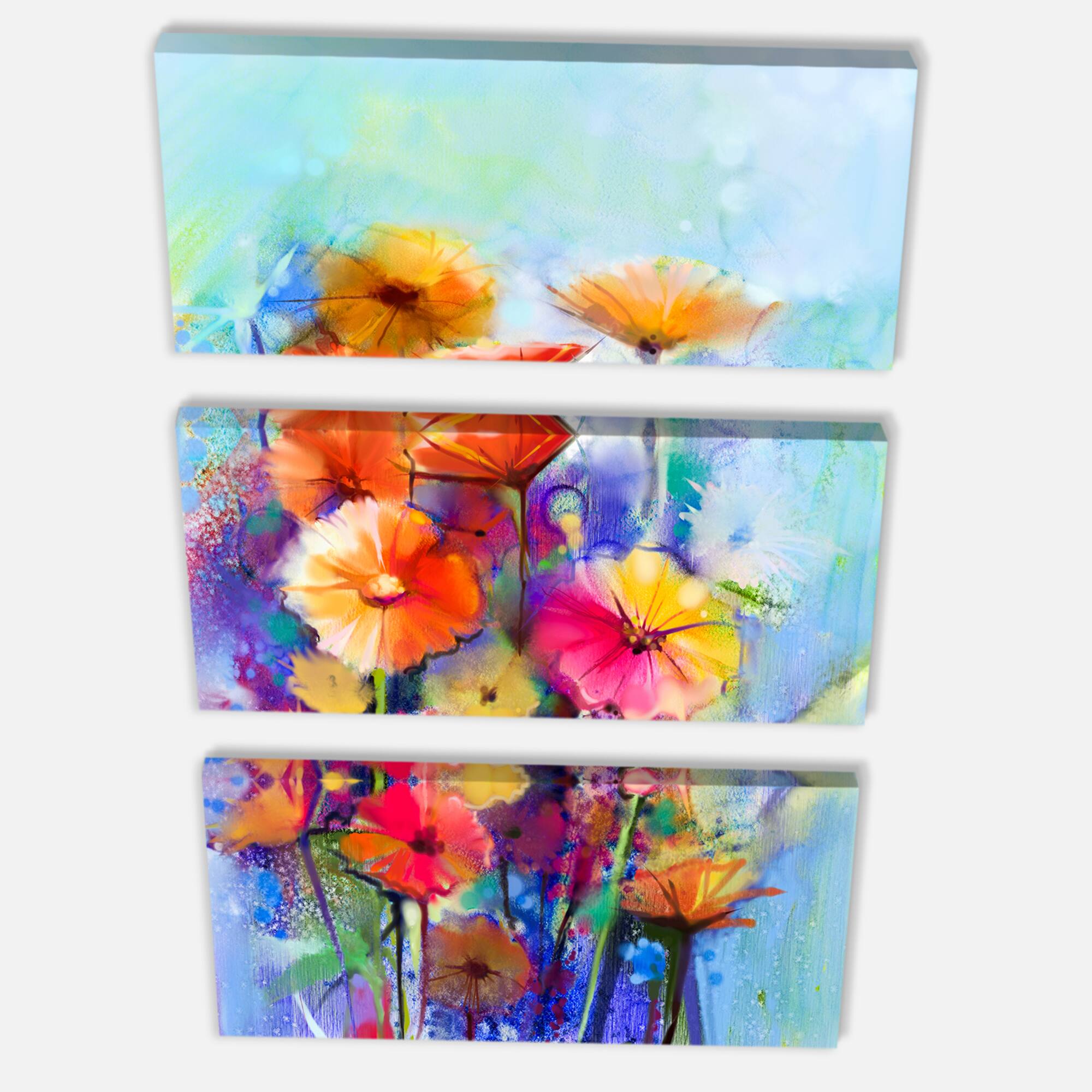 Designart - Abstract Floral Watercolor Painting - Large Floral Canvas Art Print