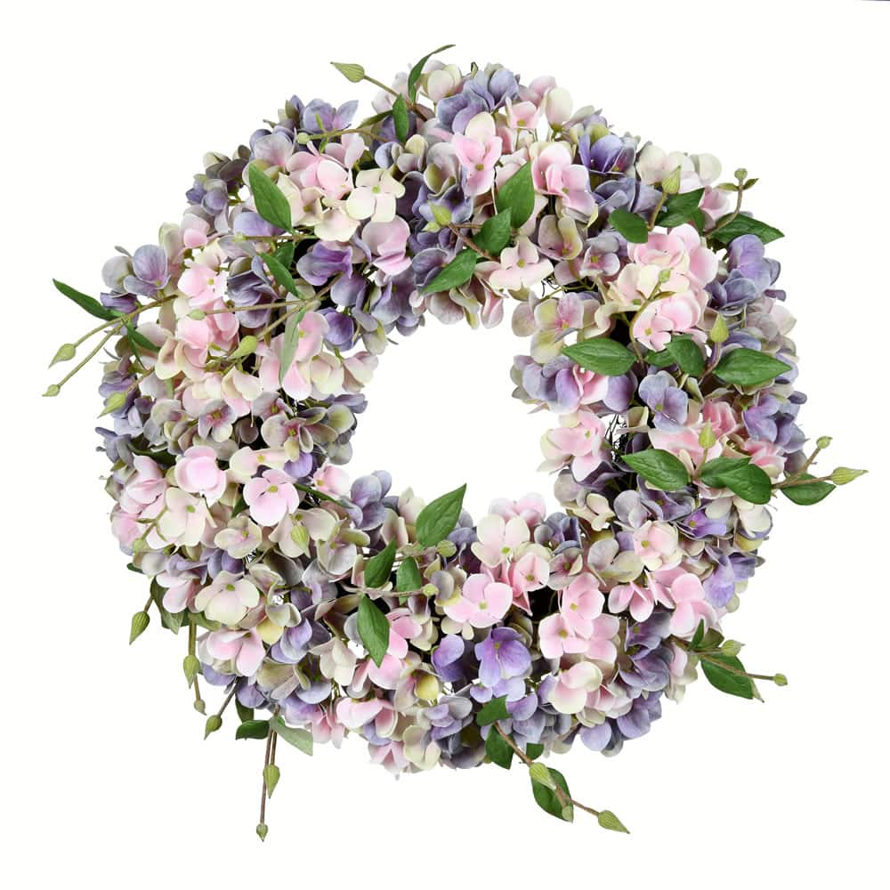 18&#x22; Blue &#x26; Pink Hydrangea Wreath