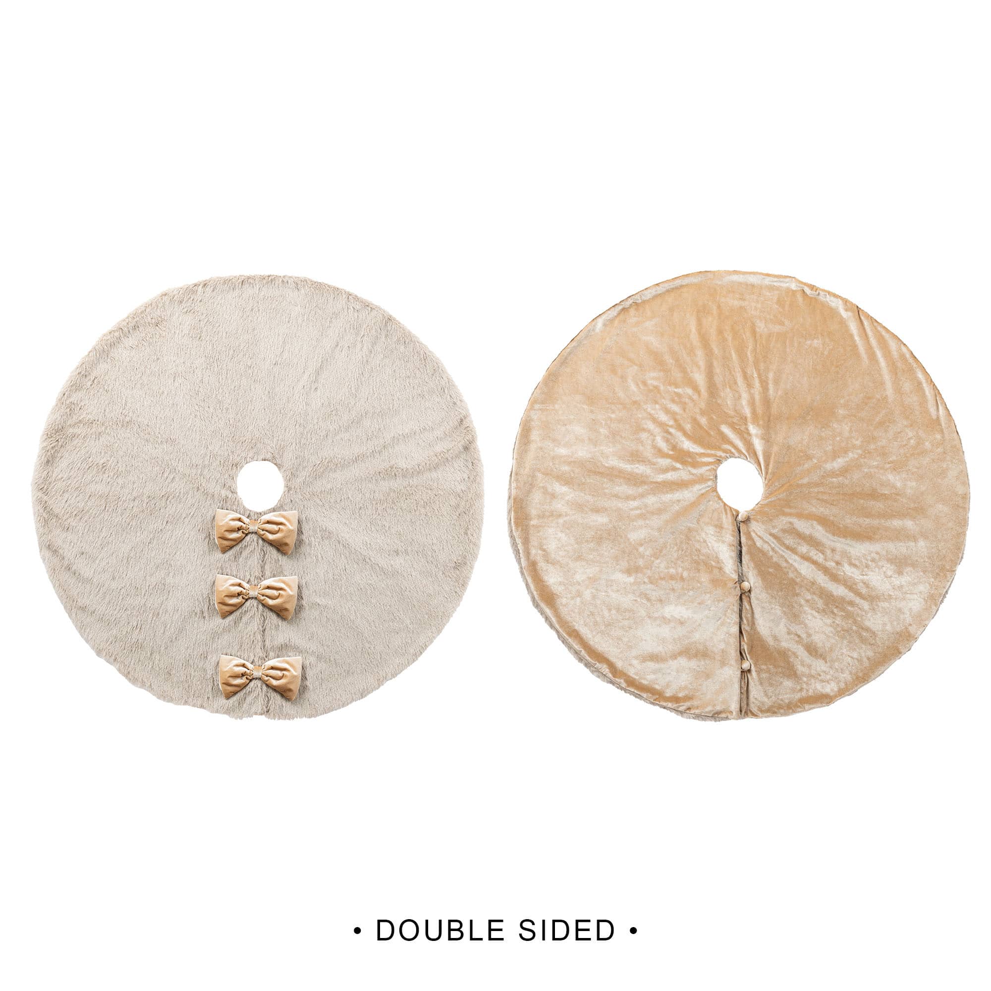 Glitzhome&#xAE; 48&#x22;D Reversible Faux Fox Fur Christmas Tree Skirt