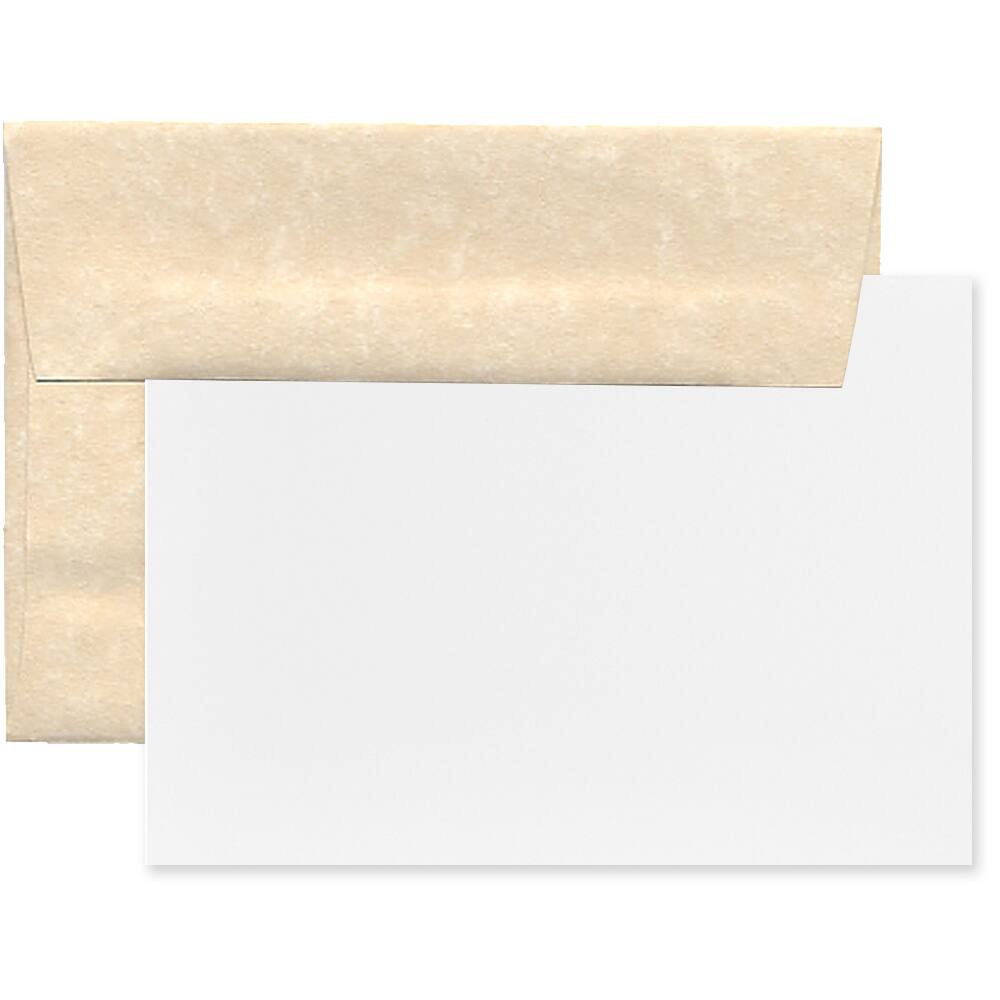 JAM Paper 4.37" x 5.75" Blank Greeting Cards Set with Parchment Envelopes, 25ct.