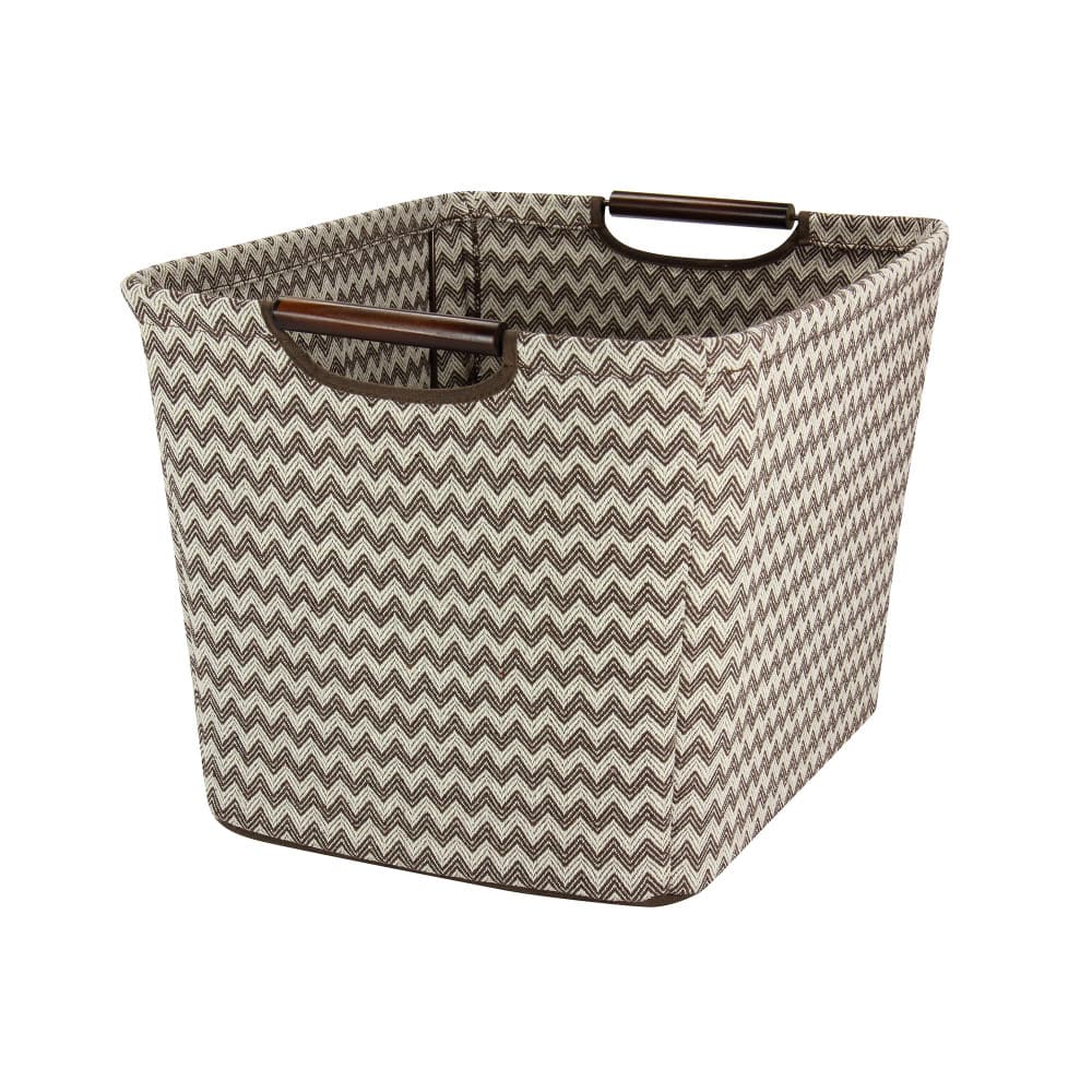 Household Essentials Storage Bin with Wood Handles (Medium, Chevron)