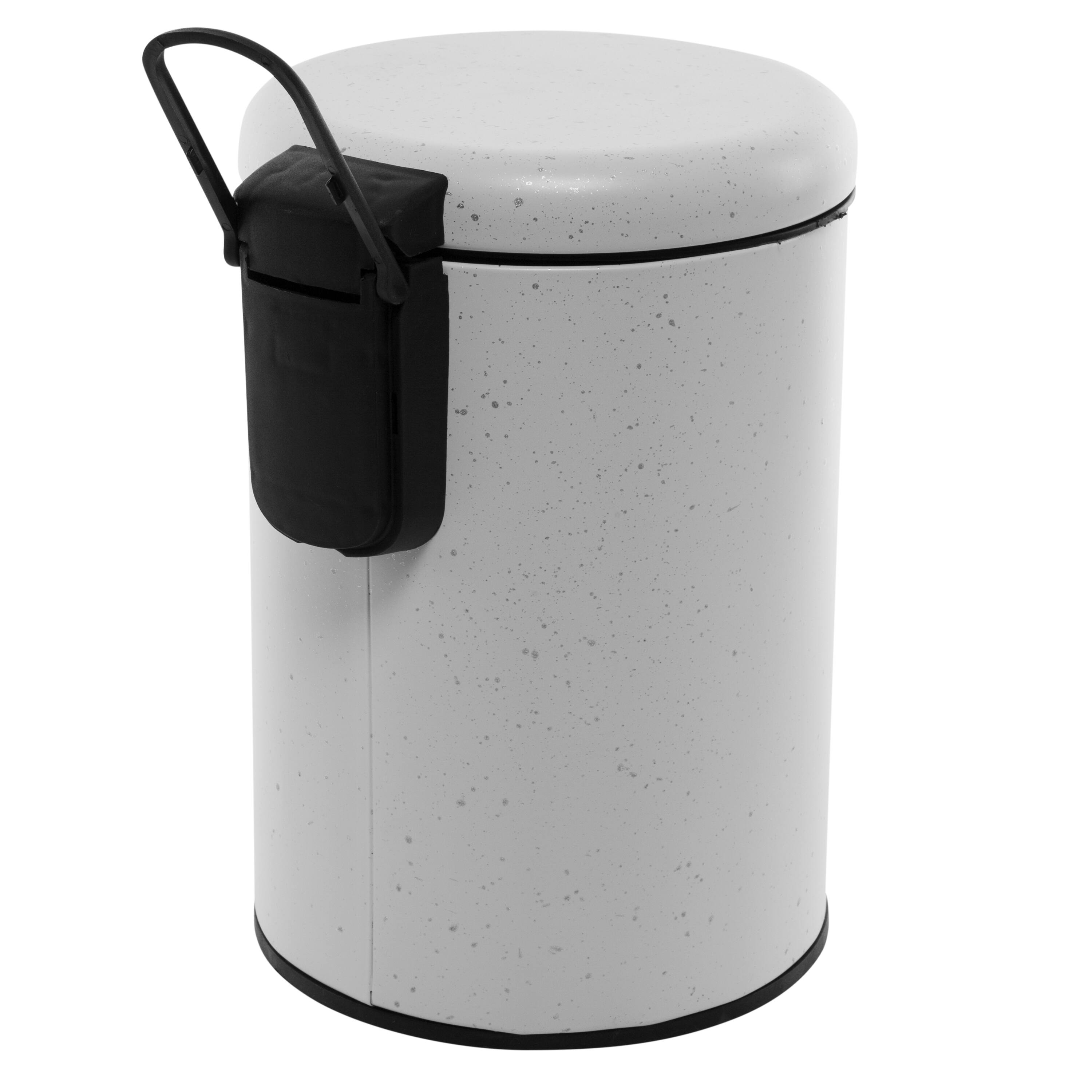 Elle D&#xE9;cor White Speckled Design Step Bin with Lid Trash Can