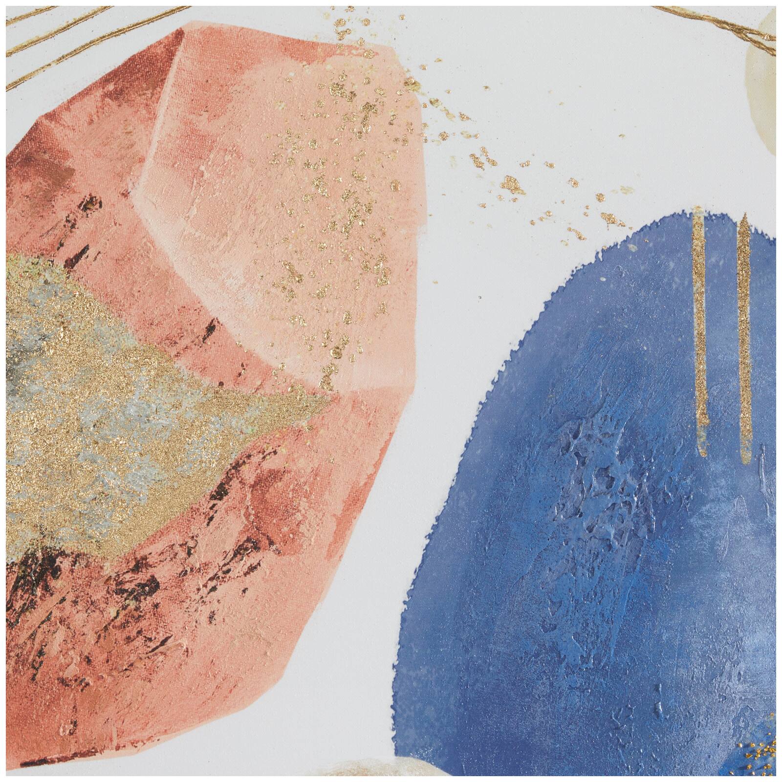 Multi Colored Canvas Handmade Overlapping Circle Abstract Framed Wall Art with Gold Frame and Gold Foil Detailing 37&#x22; x 1&#x22; x 37&#x22;