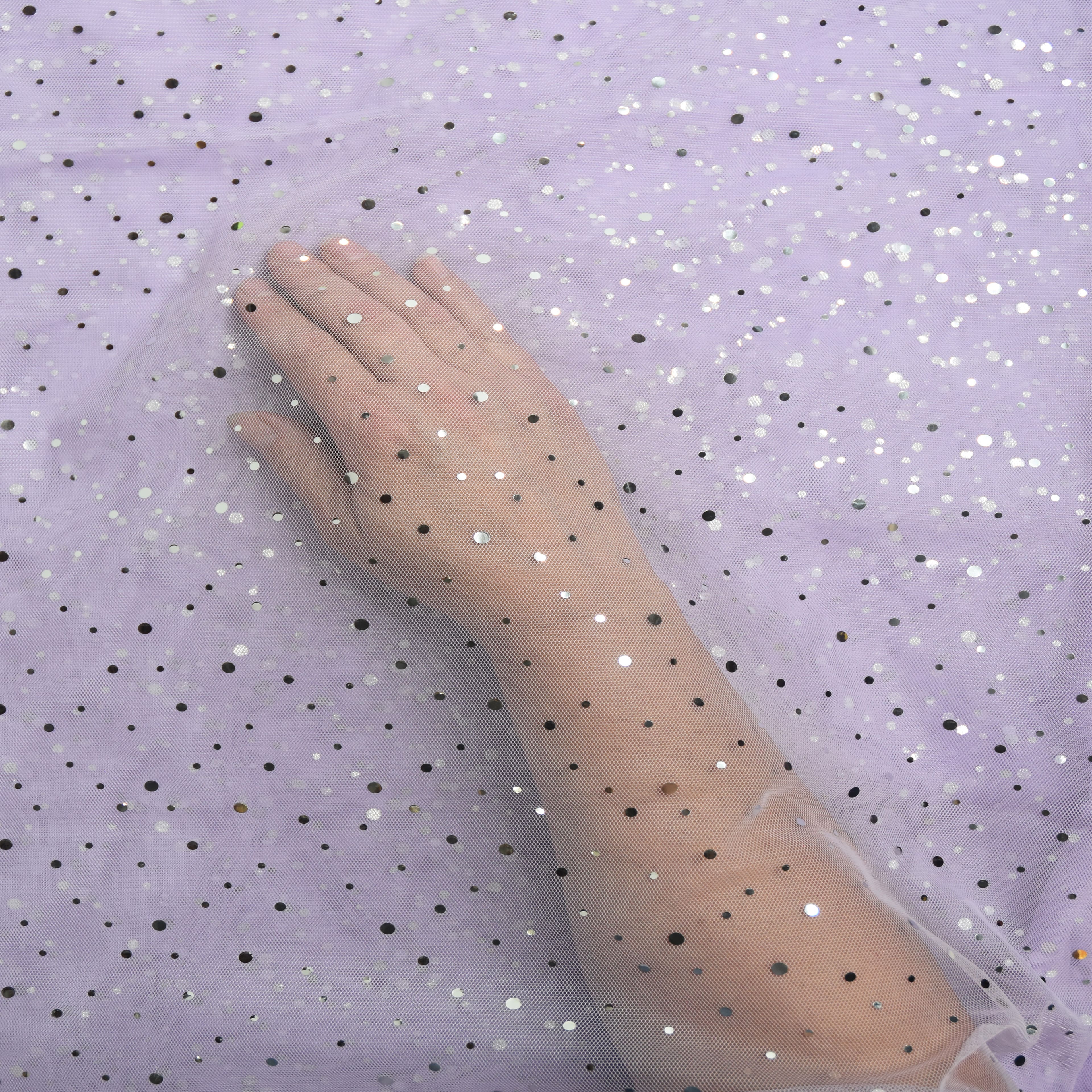 Feldman Lilac with Silver Dots Mesh