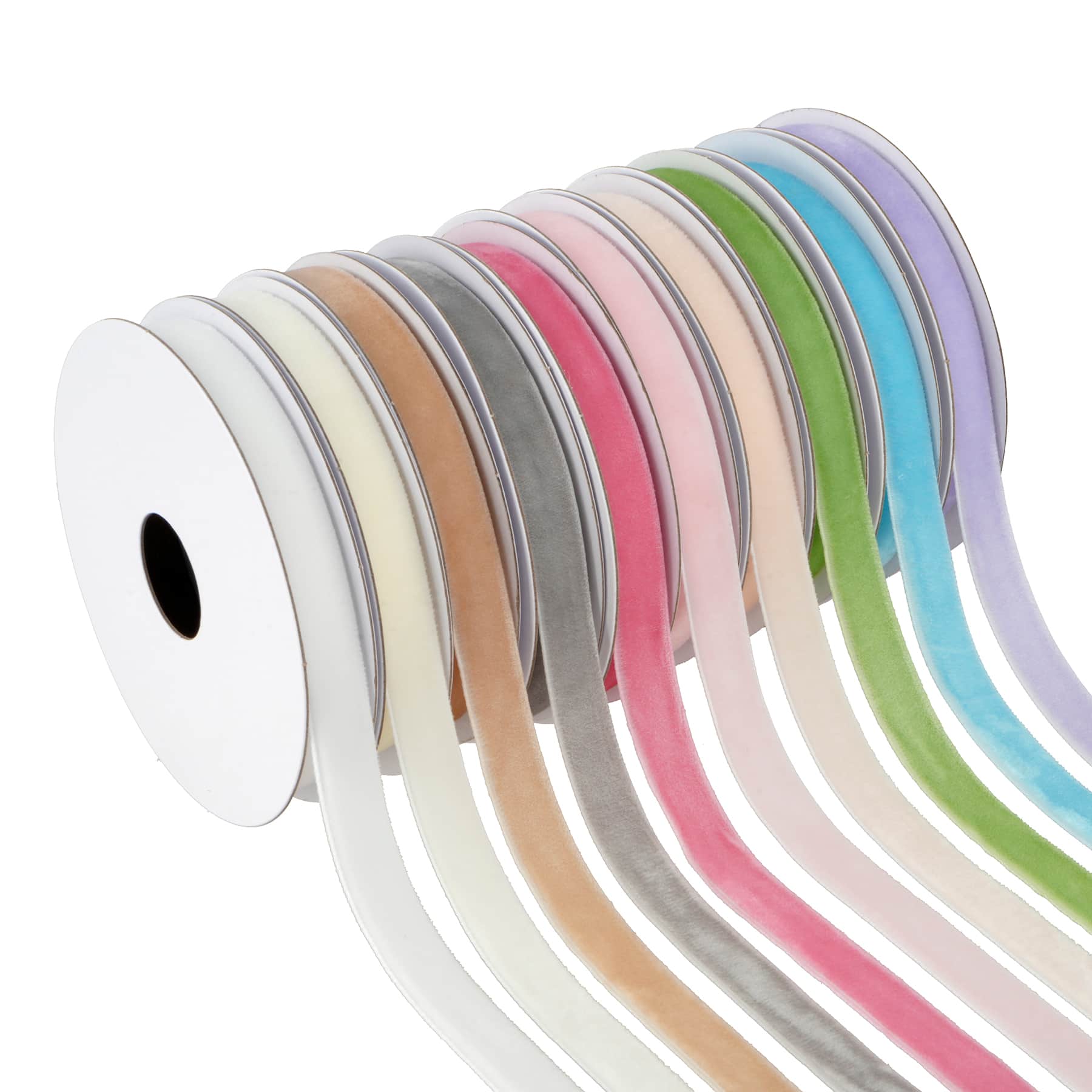 3/8" x 2yd. Pastel Colors Velvet Value Pack Ribbon by Celebrate It®
