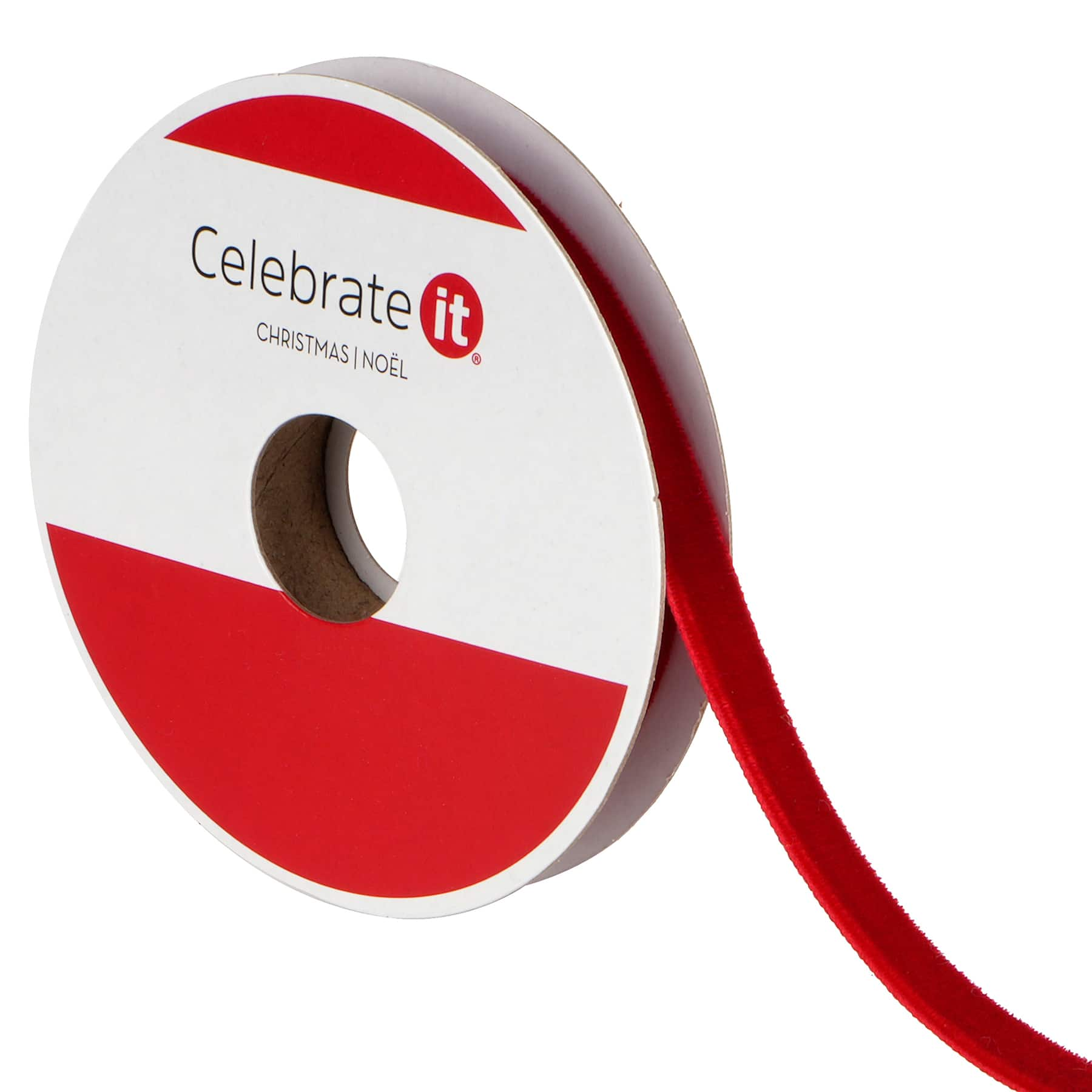 3/8&#x22; x 12ft. Red Velvet Ribbon by Celebrate It&#xAE; Christmas