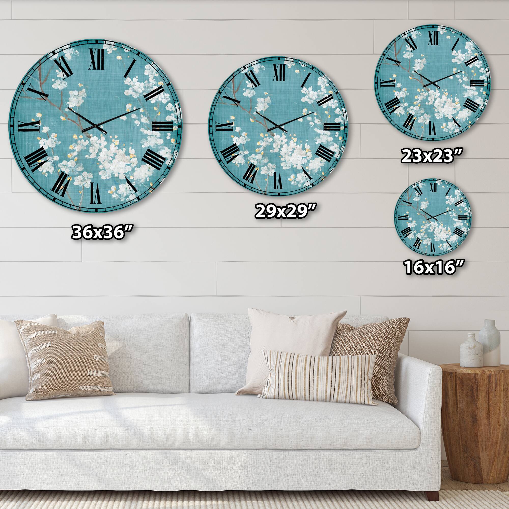 Designart 'Blue Cherry Blossoms I Cabin Wall Clock
