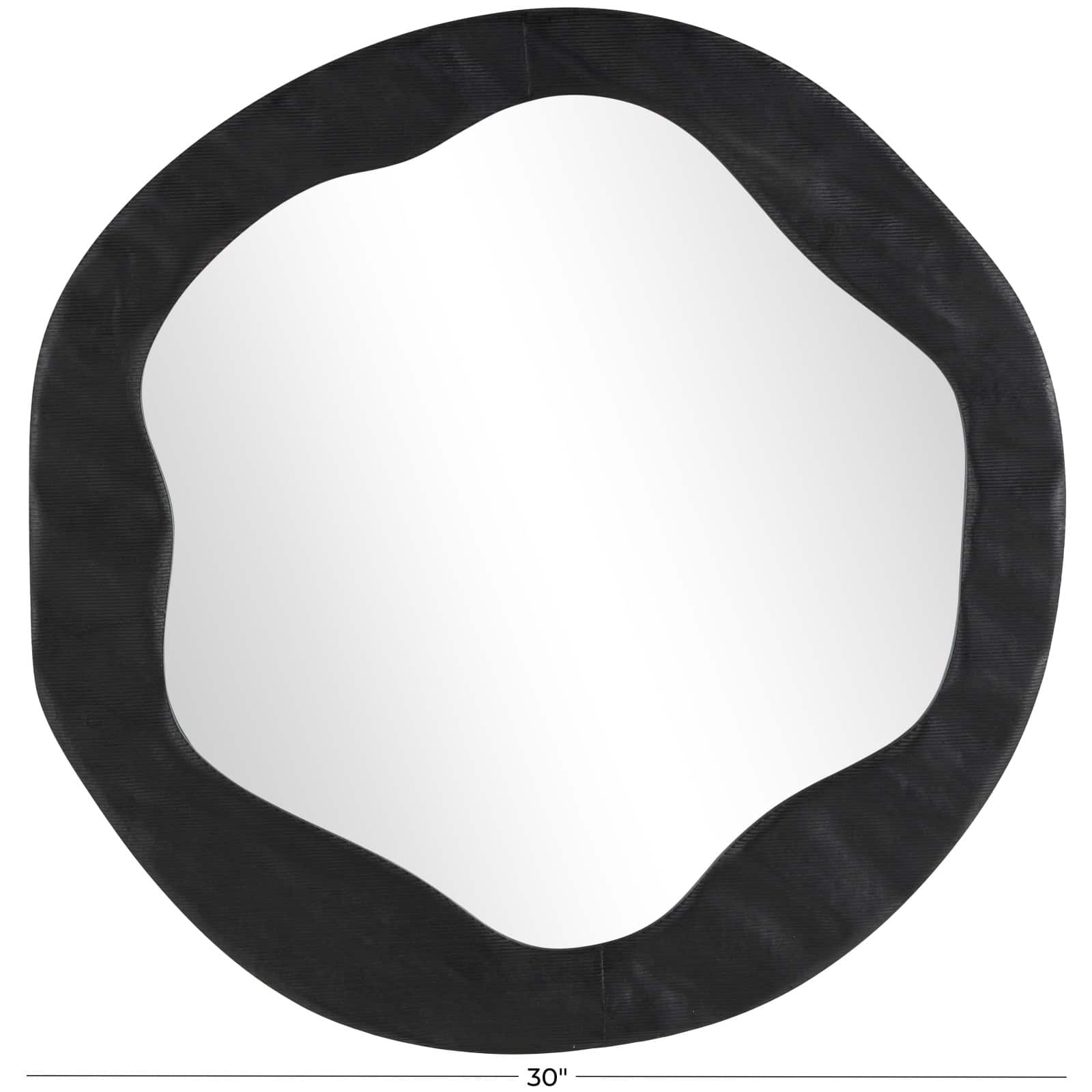 30" Black Velvet Wavy Room Wall Mirror