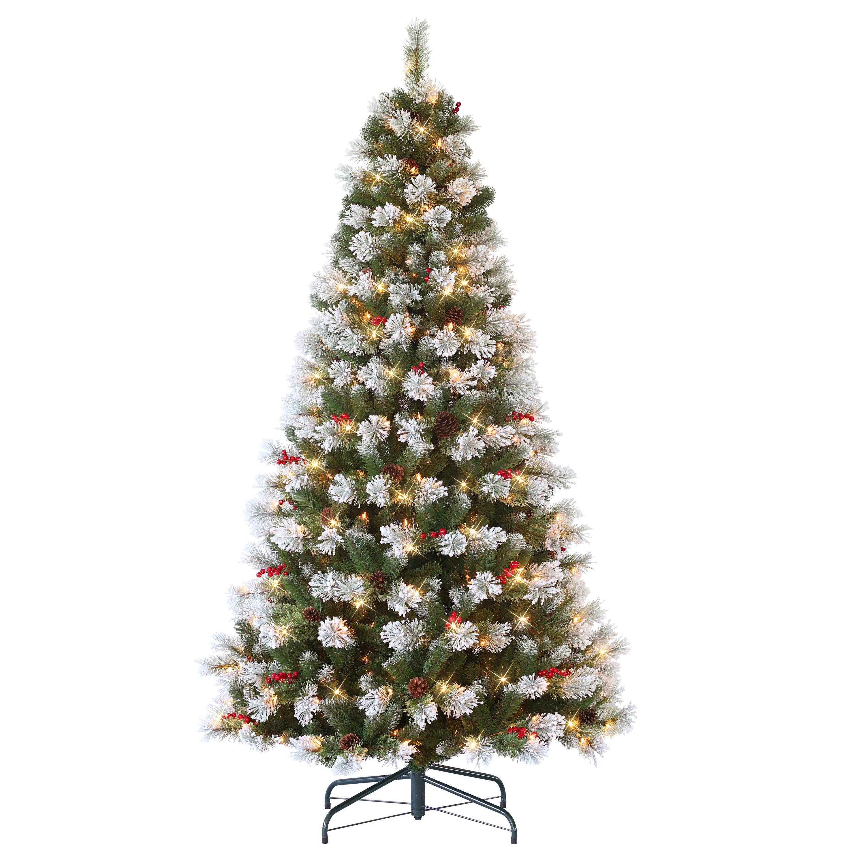 7.5ft. Pre-Lit Flocked Artificial Christmas Tree, Clear Lights