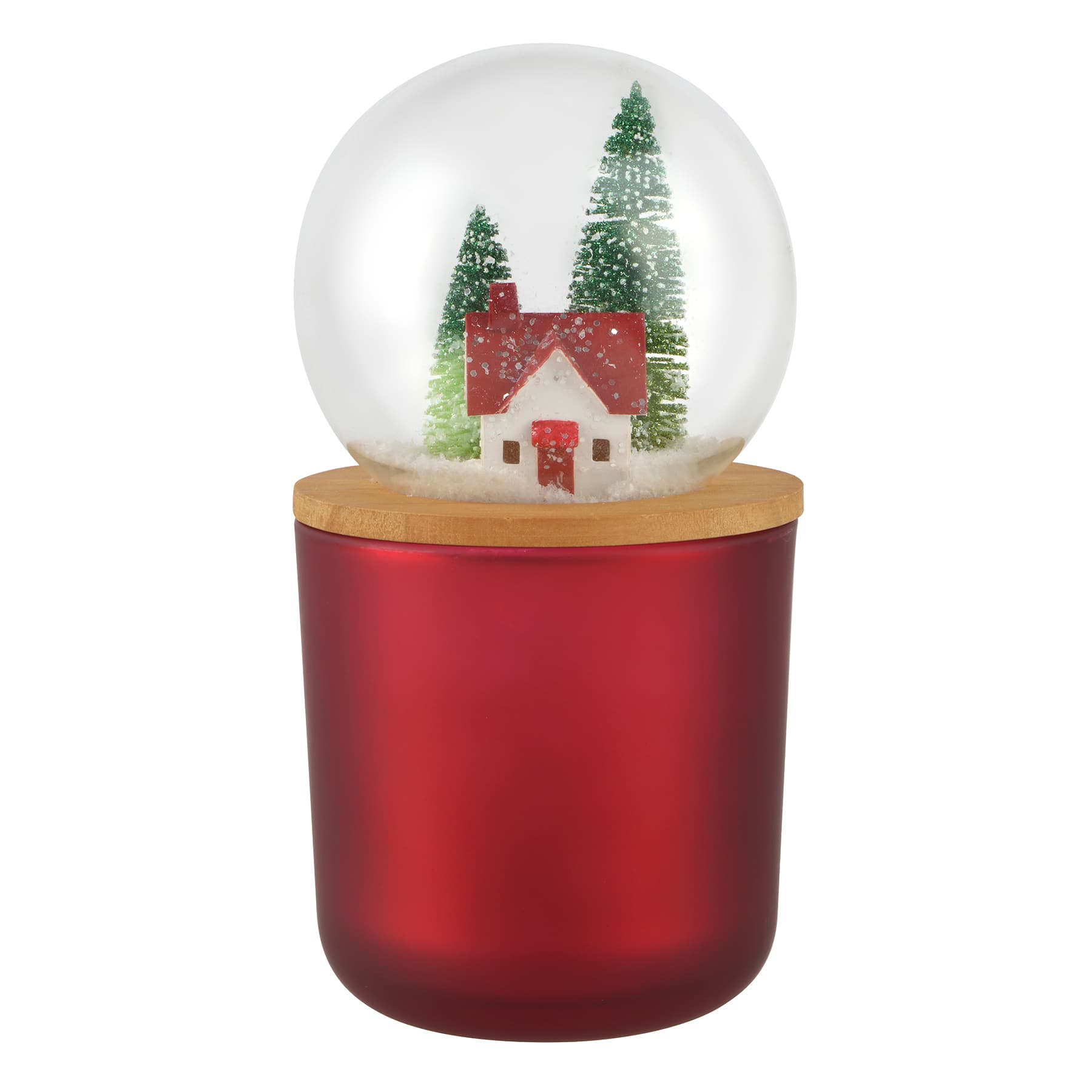 Red Snow Globe Lid Scented Pillar Candle by Ashland&#xAE;