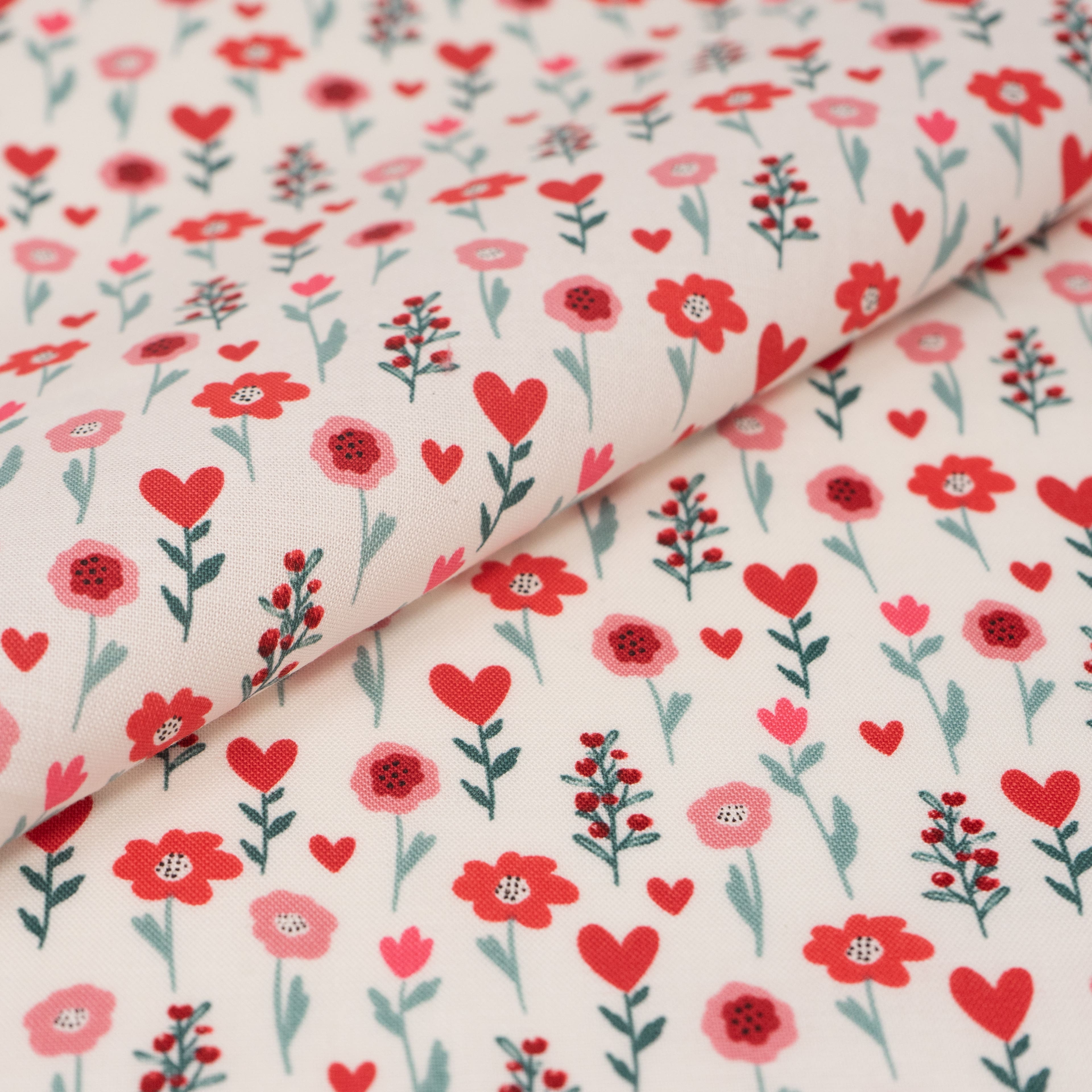 SINGER Red Floral Cotton Fabric