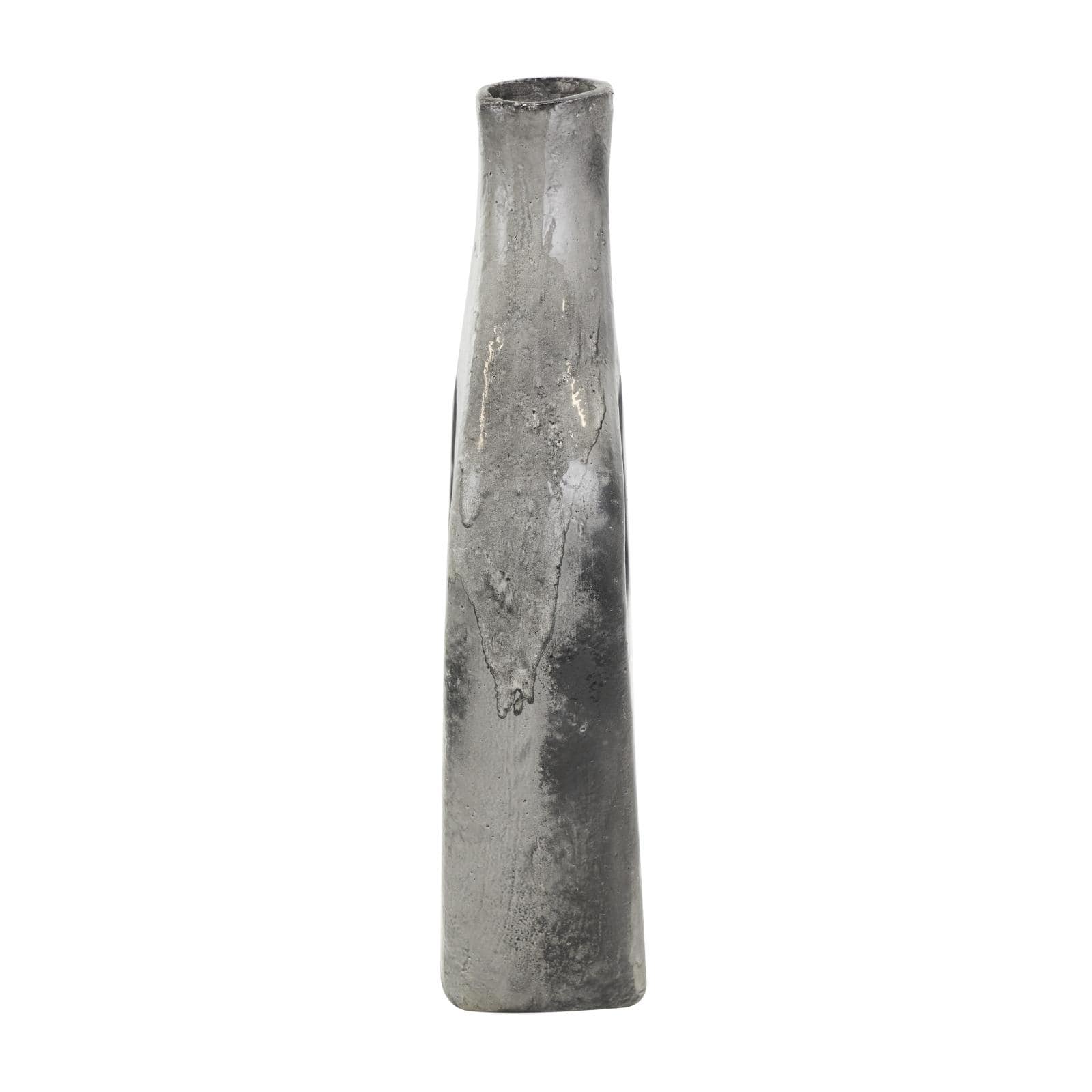 Gray Paper Mache Marble Inspired Decorative Vase with Cutout Handle