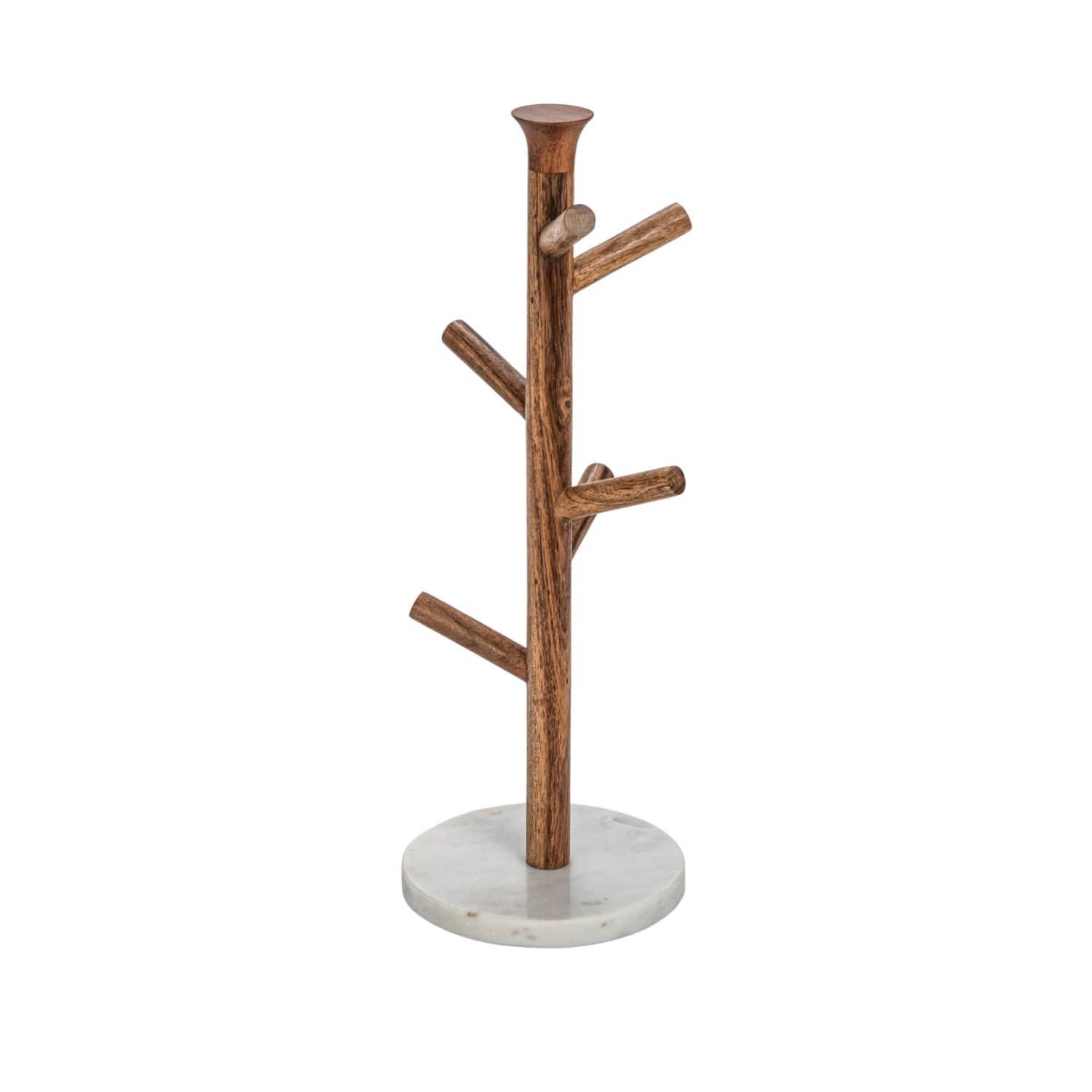 Hello Honey® 17" Tall Mango Wood & Marble Mug Rack
