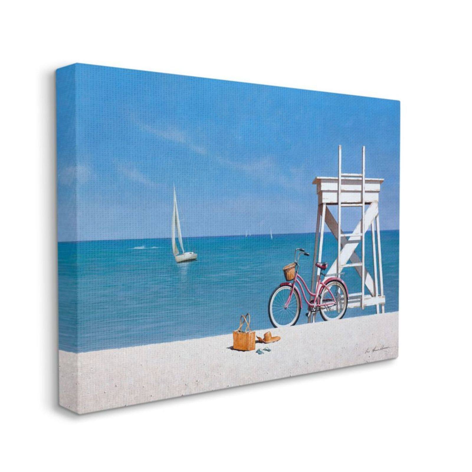 Stupell Industries Pink Bicycle Beach Scene Wall Accent