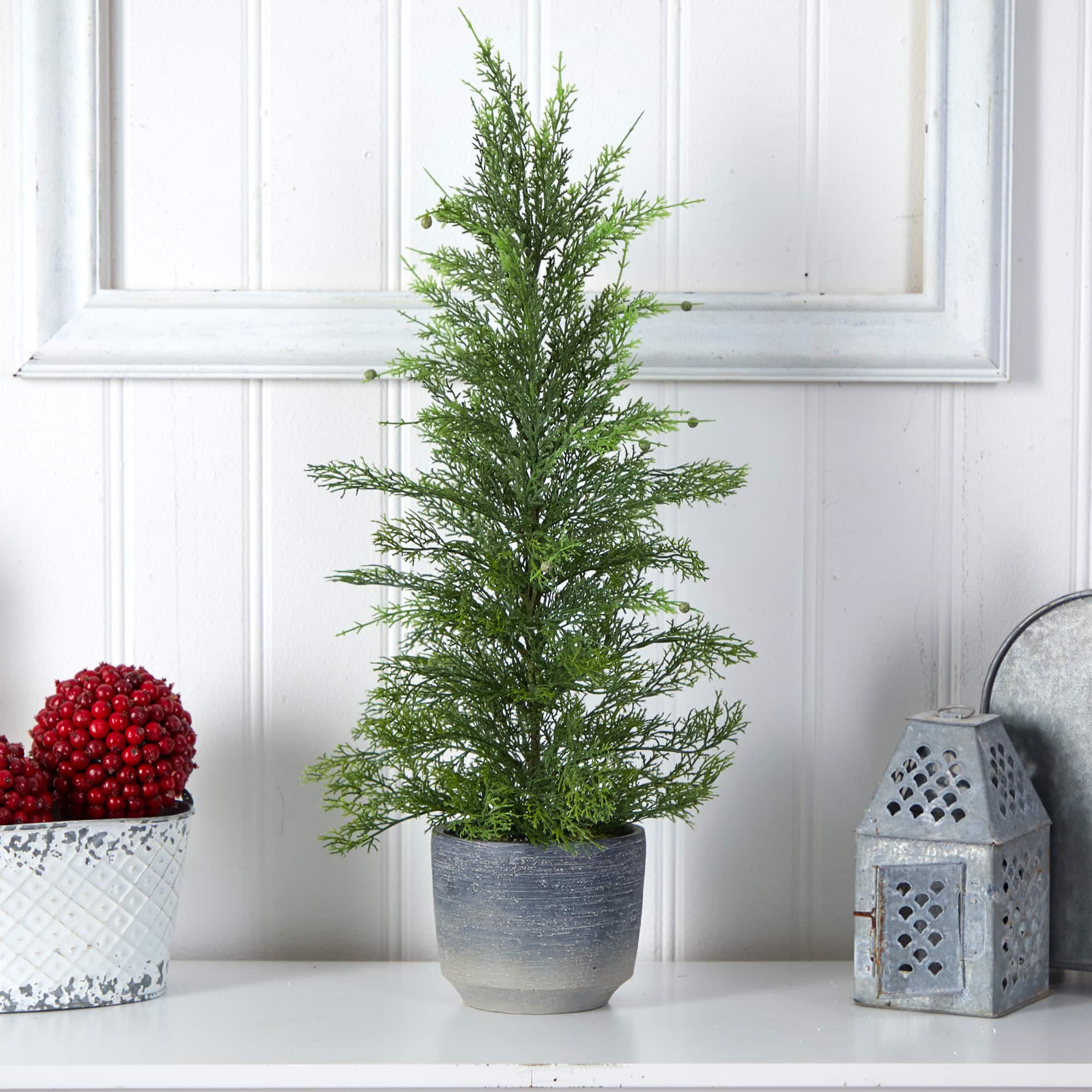 27&#x22; Californian Cedar Artificial Christmas Tree in Decorative Planter