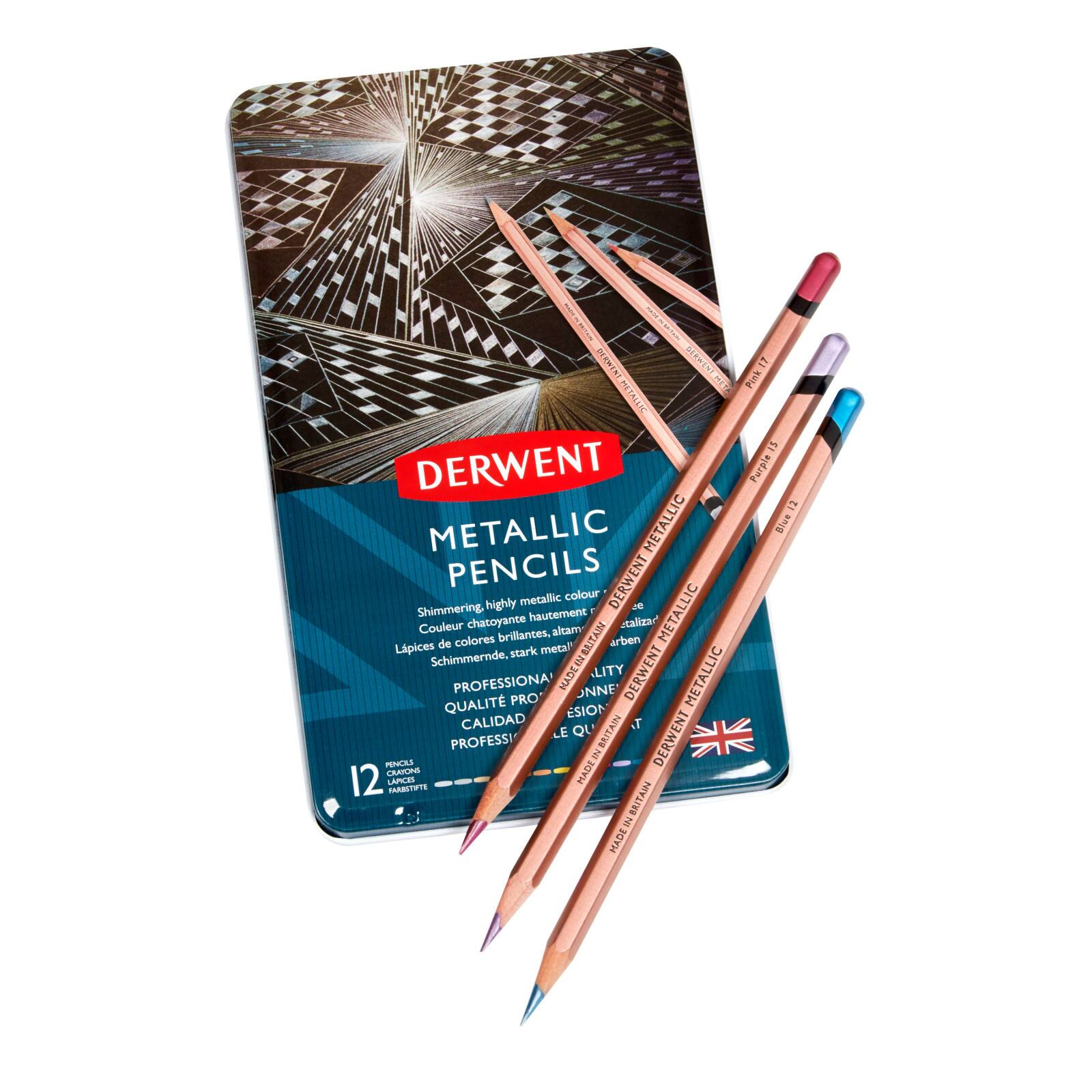 Derwent&#xAE; 12 Color Metallic Pencil Tin
