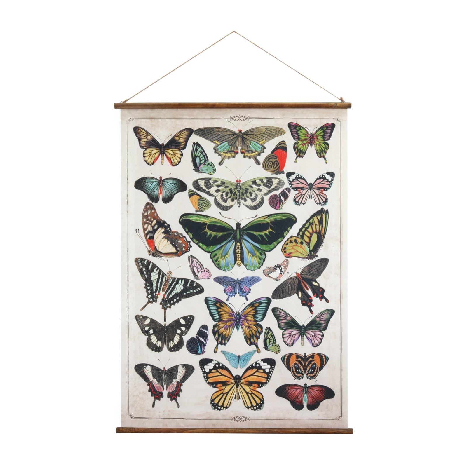 41.5&#x22; Multicolored Butterflies Burlap &#x26; Wood Scroll Wall D&#xE9;cor