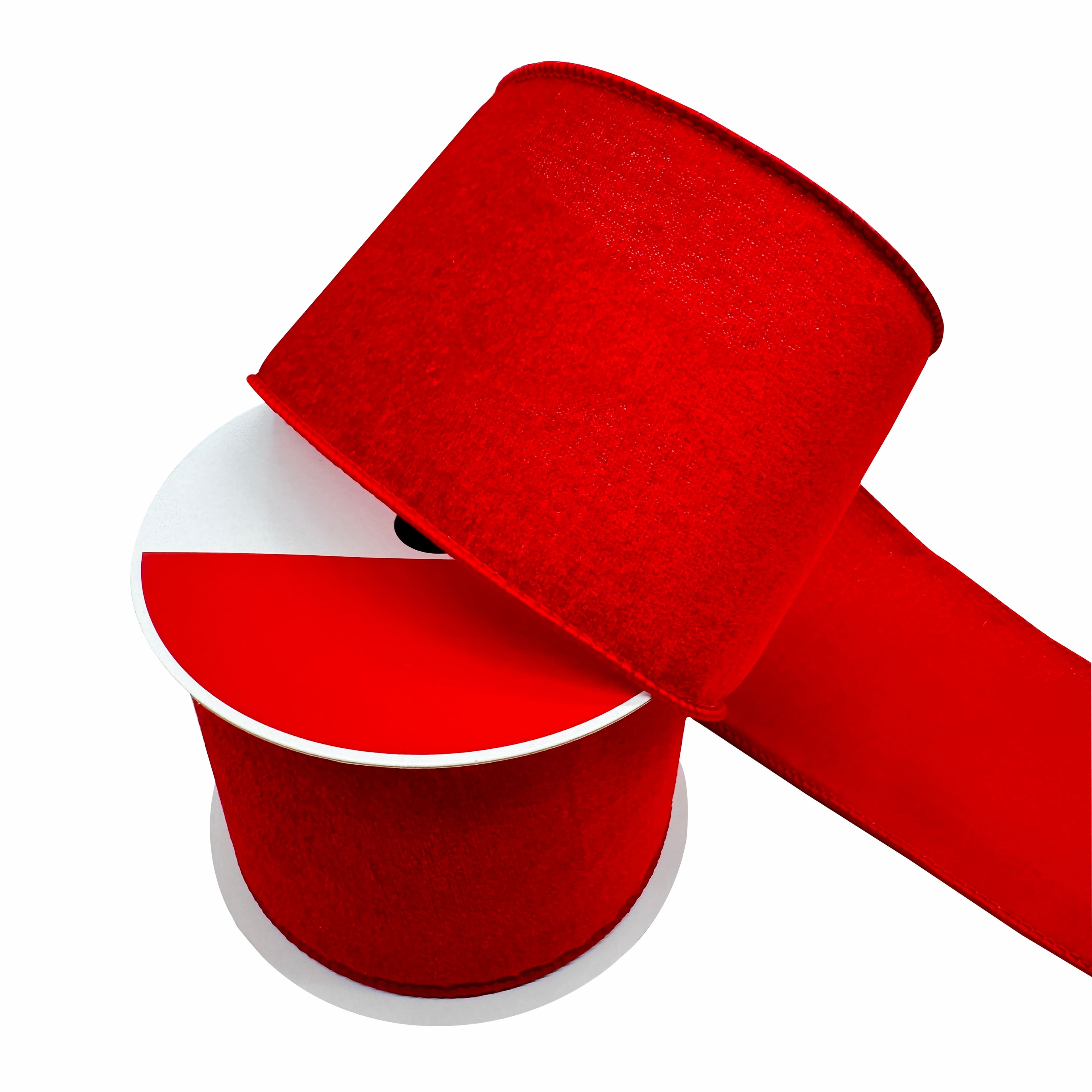 3.5&#x22; x 25ft. Red Wired Velvet Ribbon by Celebrate It&#xAE;