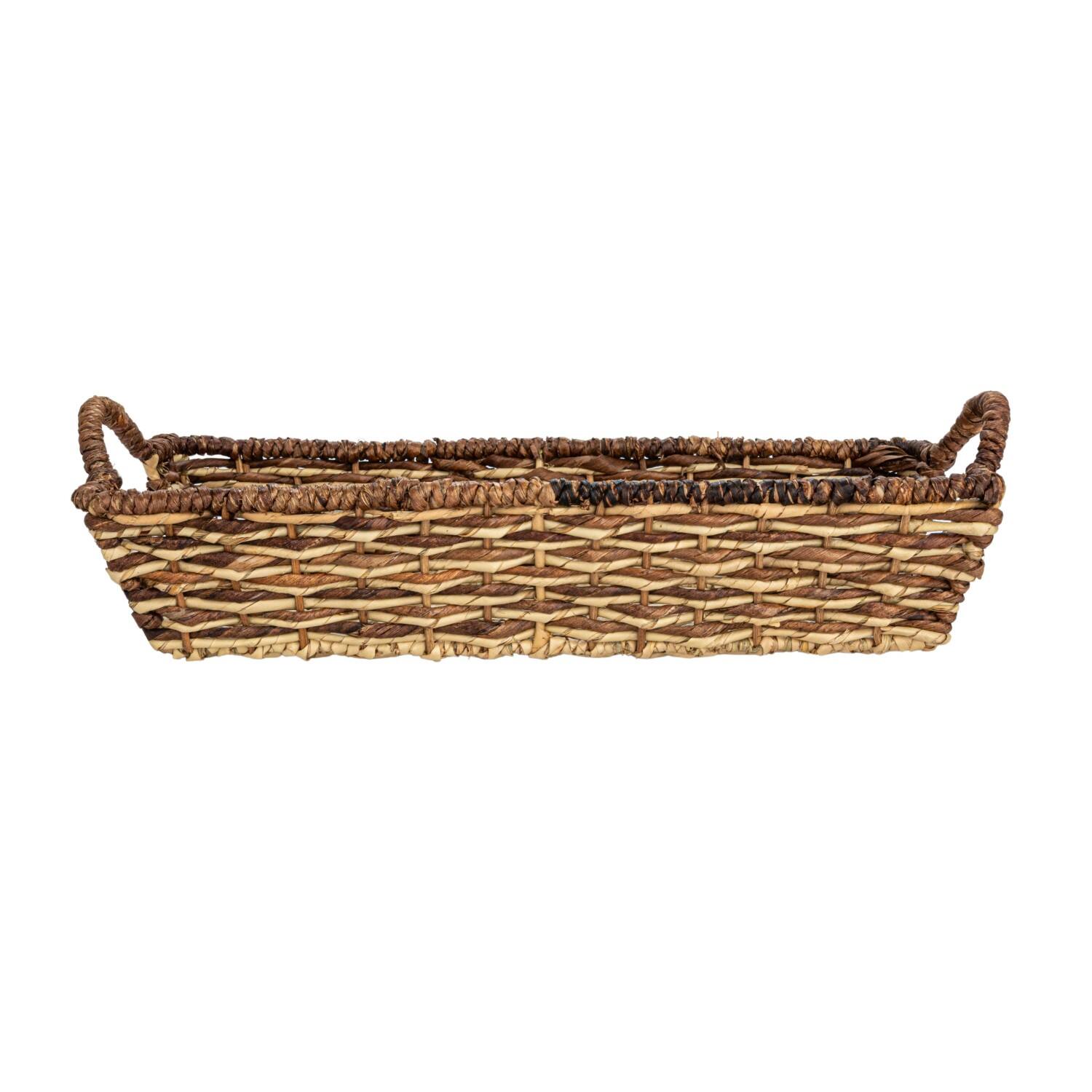 Hello Honey® Natural & Brown Hand-Woven Buri & Abaca Tray Set
