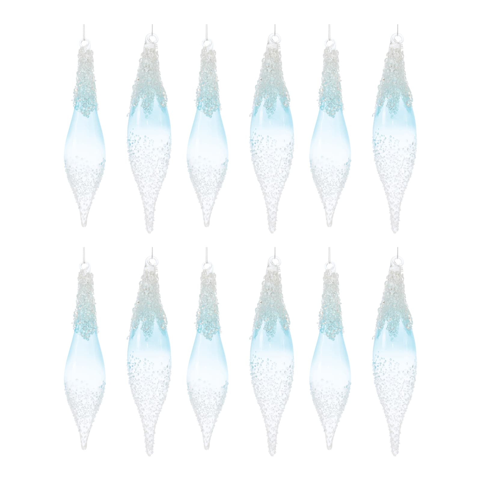 12ct. 9&#x22; Beaded Glass Drop Ornaments