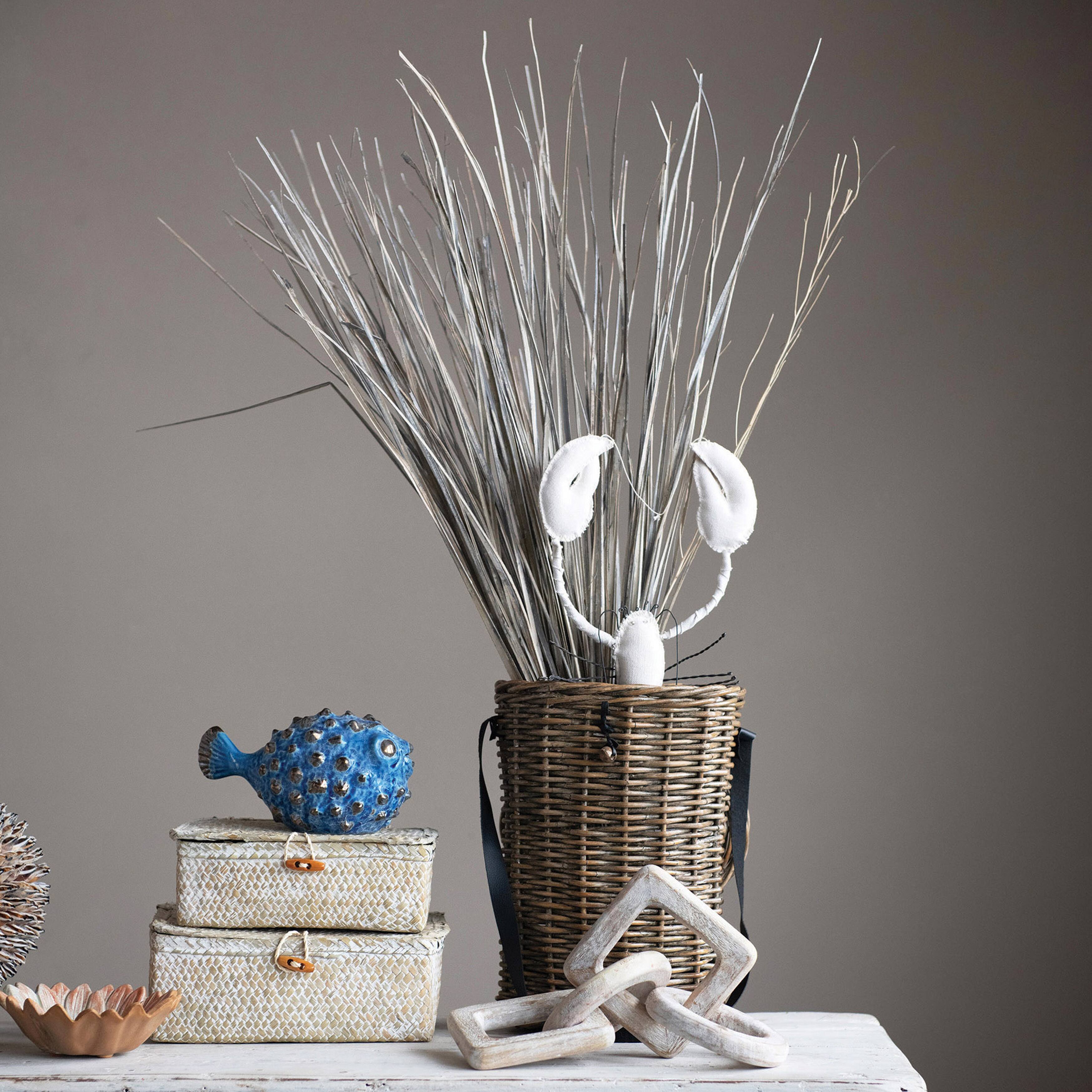 Hello Honey&#xAE; Whitewashed Hand-Woven Seagrass Boxes with Lids &#x26; Toggle Closure Set