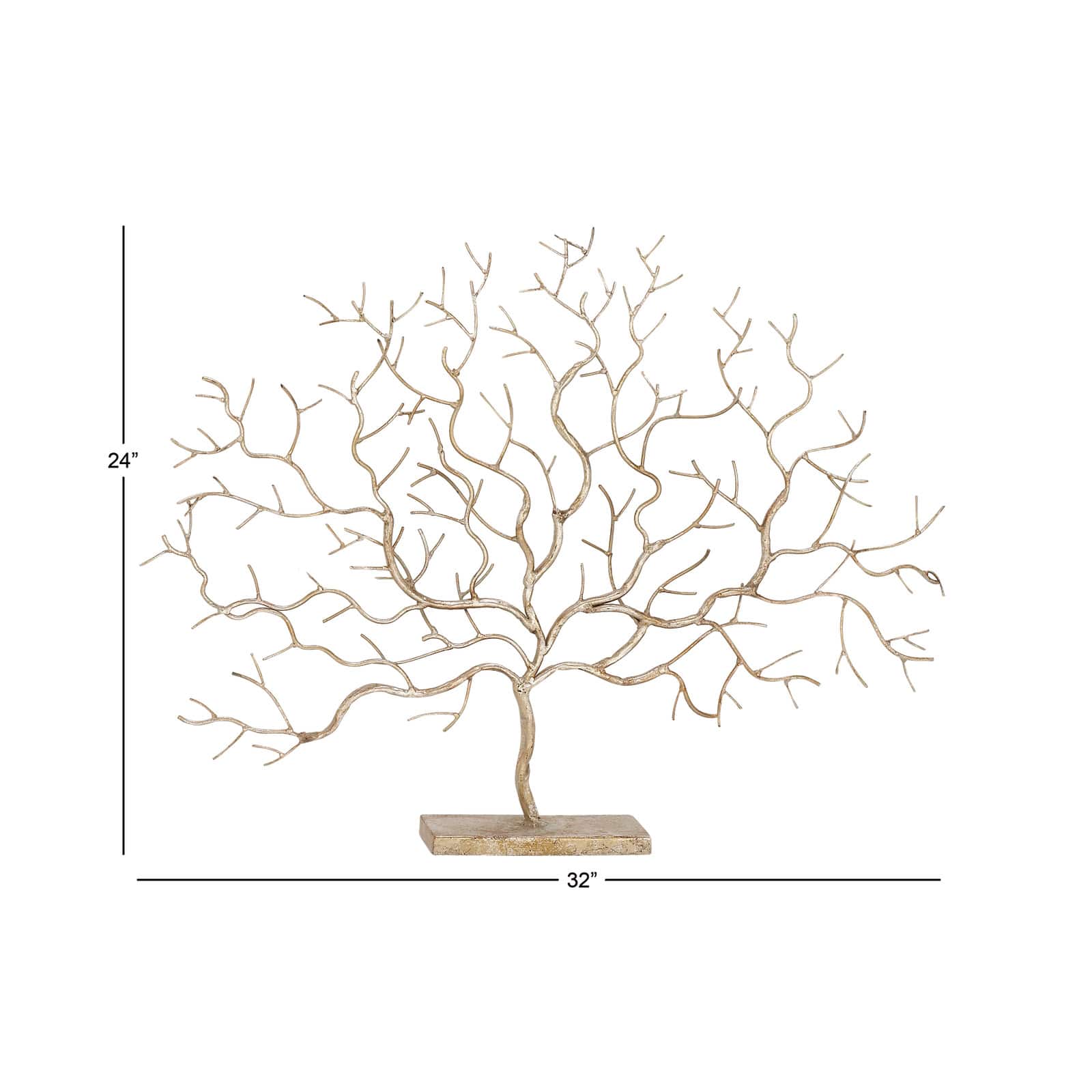 32&#x22; Silver Metal Tree Sculpture