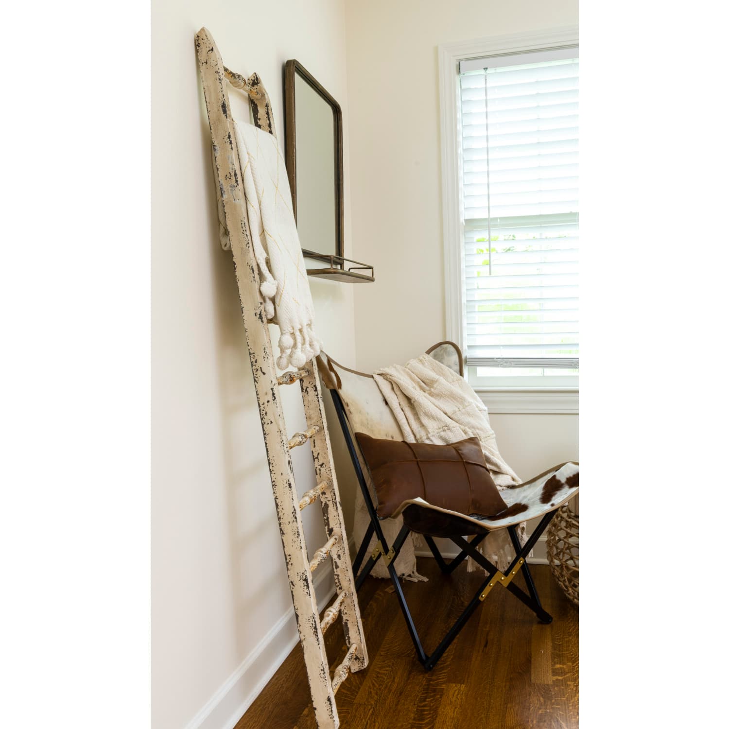 6ft. Distressed White Decorative Wood Ladder