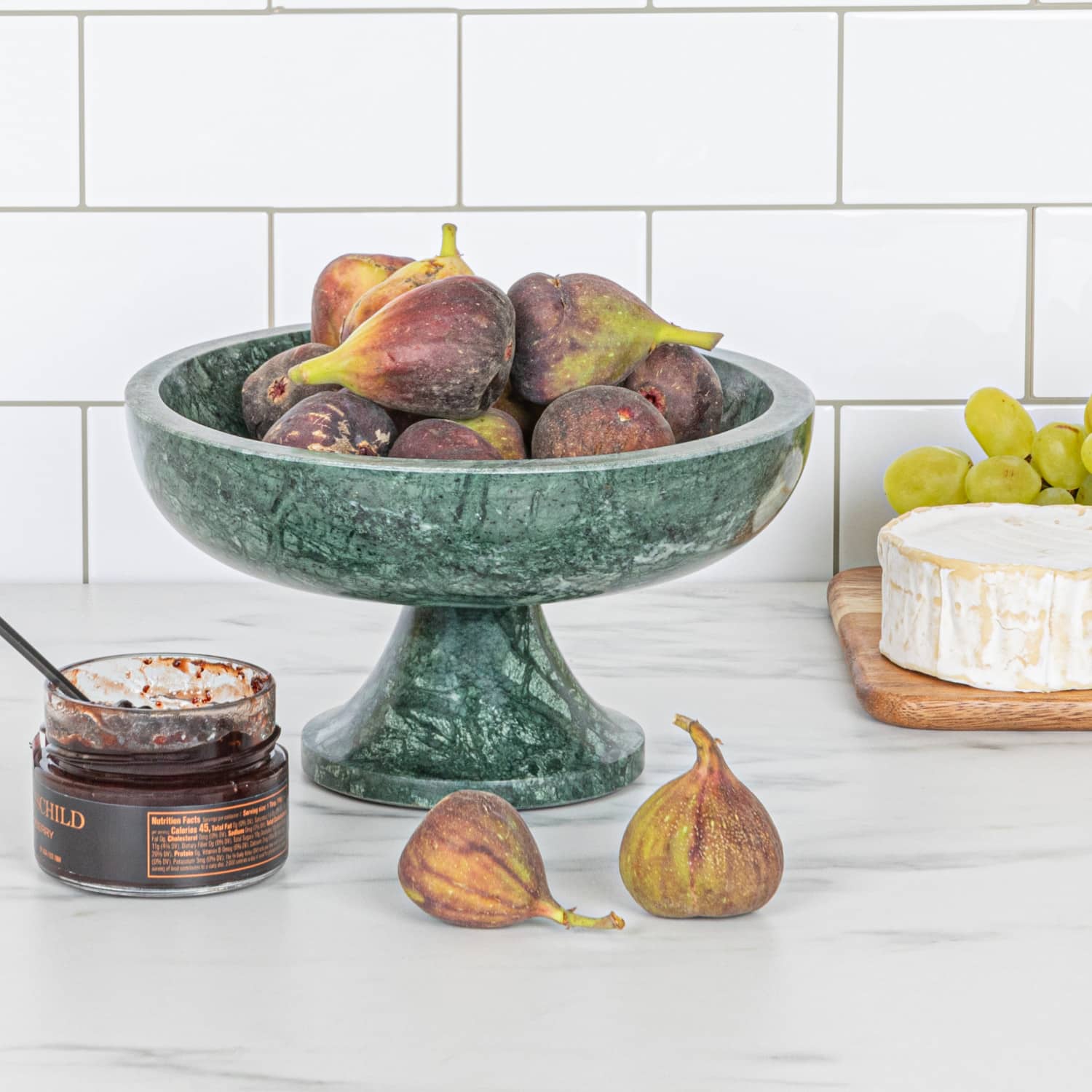 Hello Honey&#xAE; 8&#x22; Green Marble Footed Pedestal Bowl