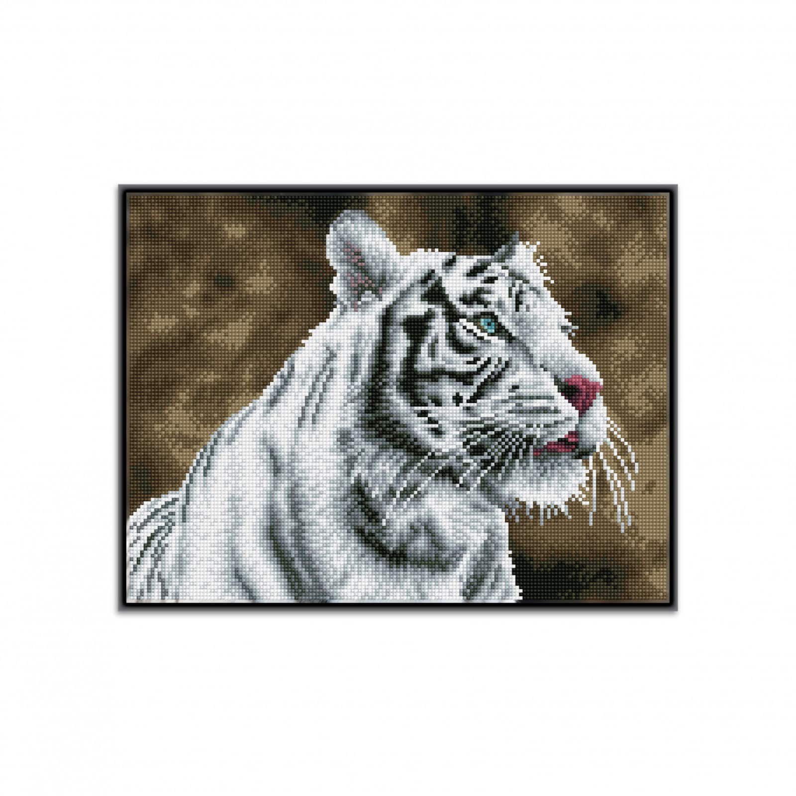 Diamond Dotz&#xAE; Intermediate Tiger Blanc Pre-Framed Diamond Painting Kit