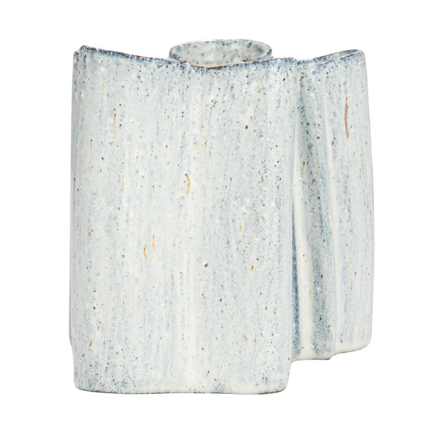 Hello Honey® 8.75" White Organic Stoneware Vase with Reactive Glaze