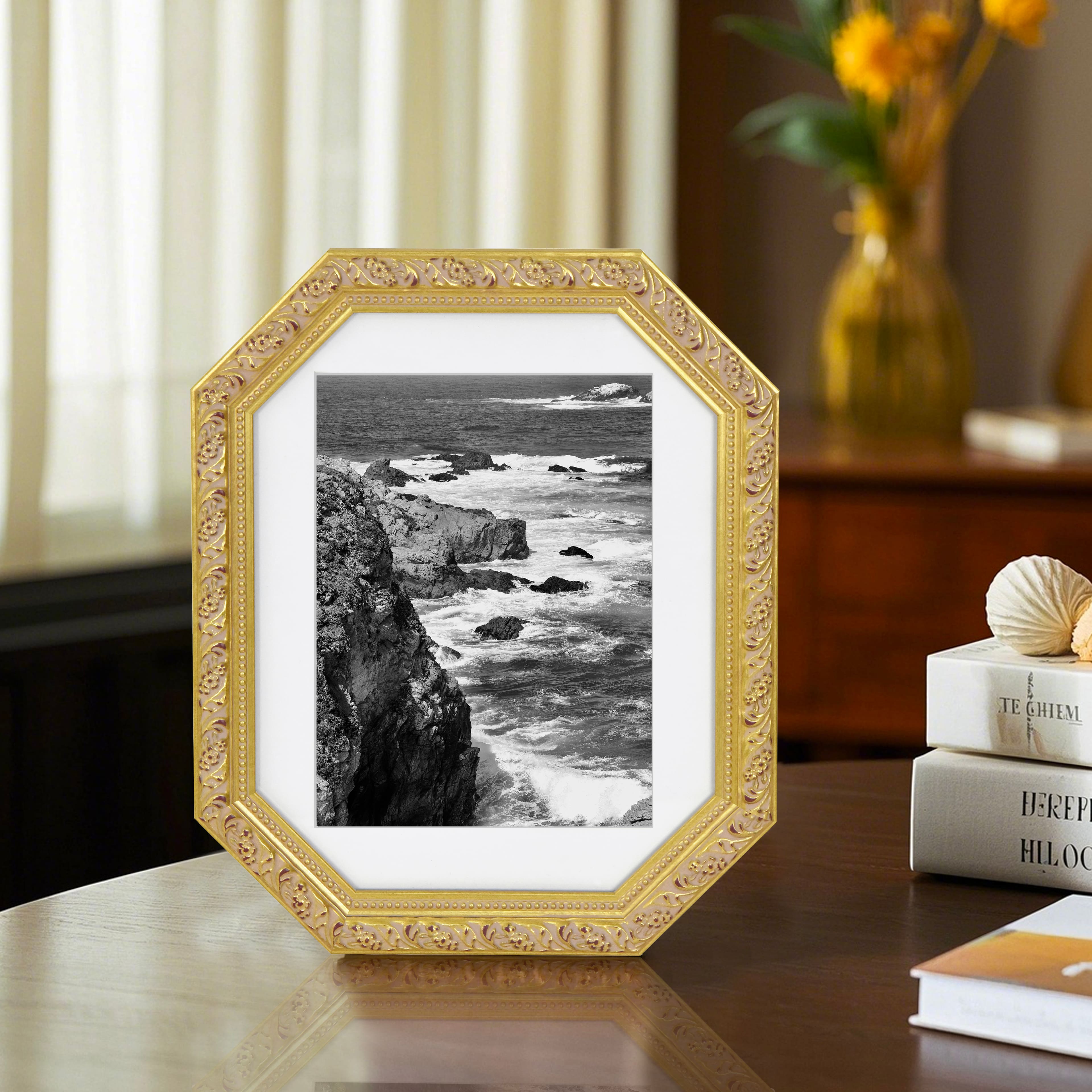 6&#x22; x 8&#x22; Gold Octagon Tabletop Frame with Mat by Studio D&#xE9;cor&#xAE; Treasured Finds
