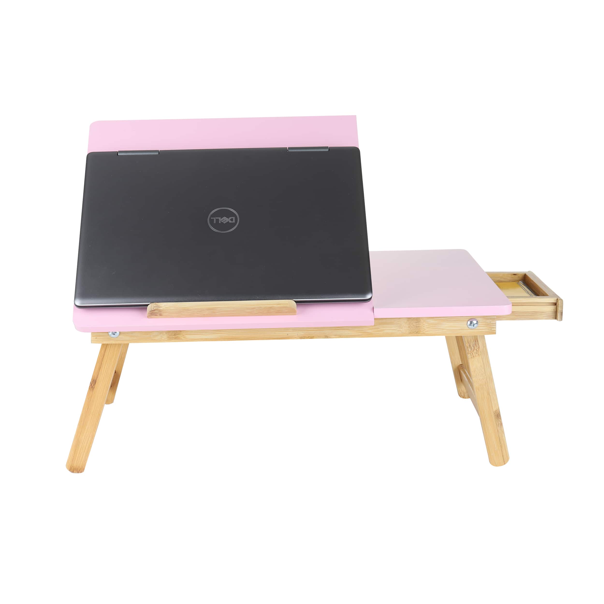 Mind Reader 21.2&#x22; Adjustable Bamboo Lap Desk Breakfast Table with Foldable Legs