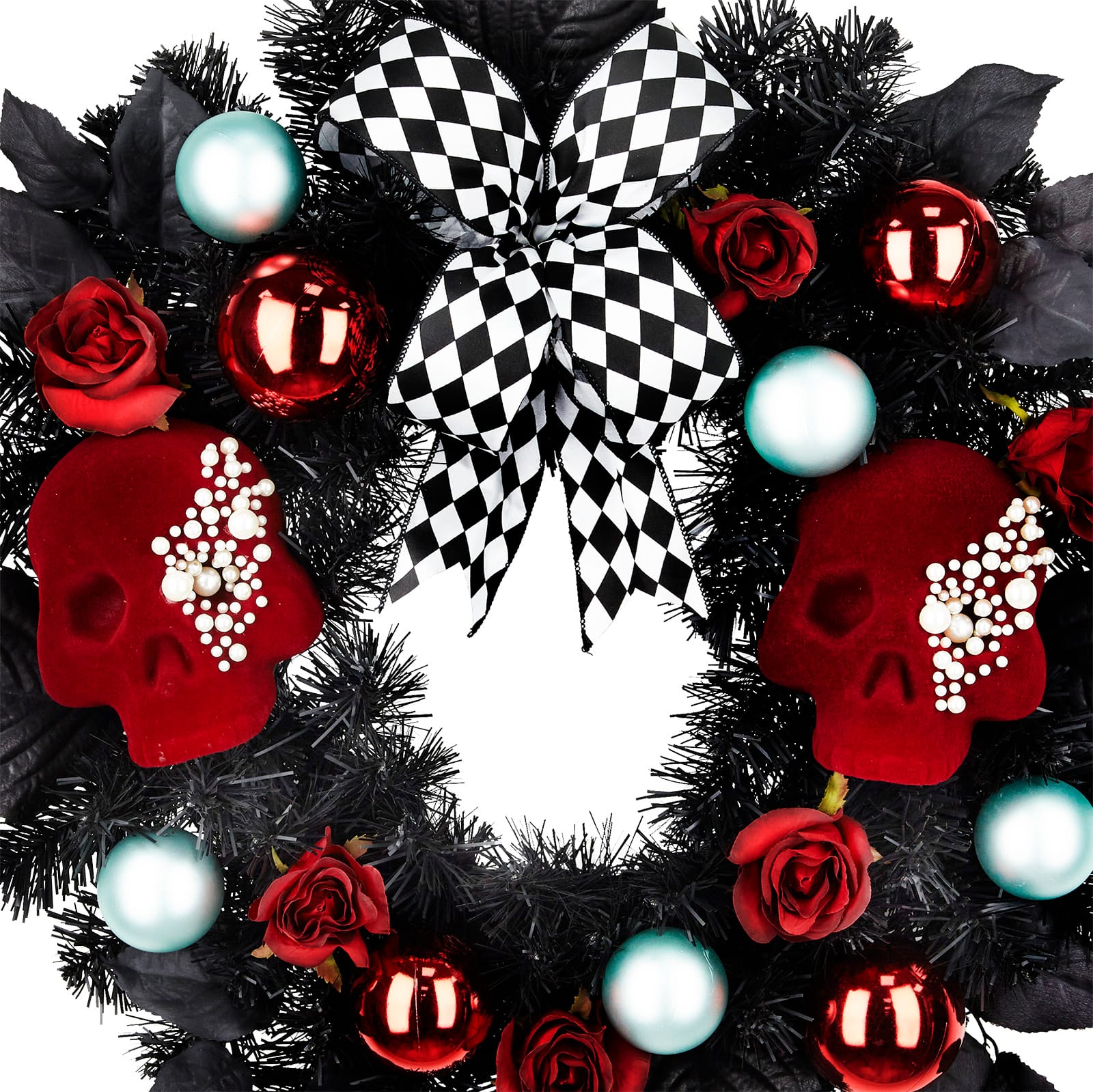 26&#x22; Red Skulls &#x26; Roses Wreath by Ashland&#xAE;