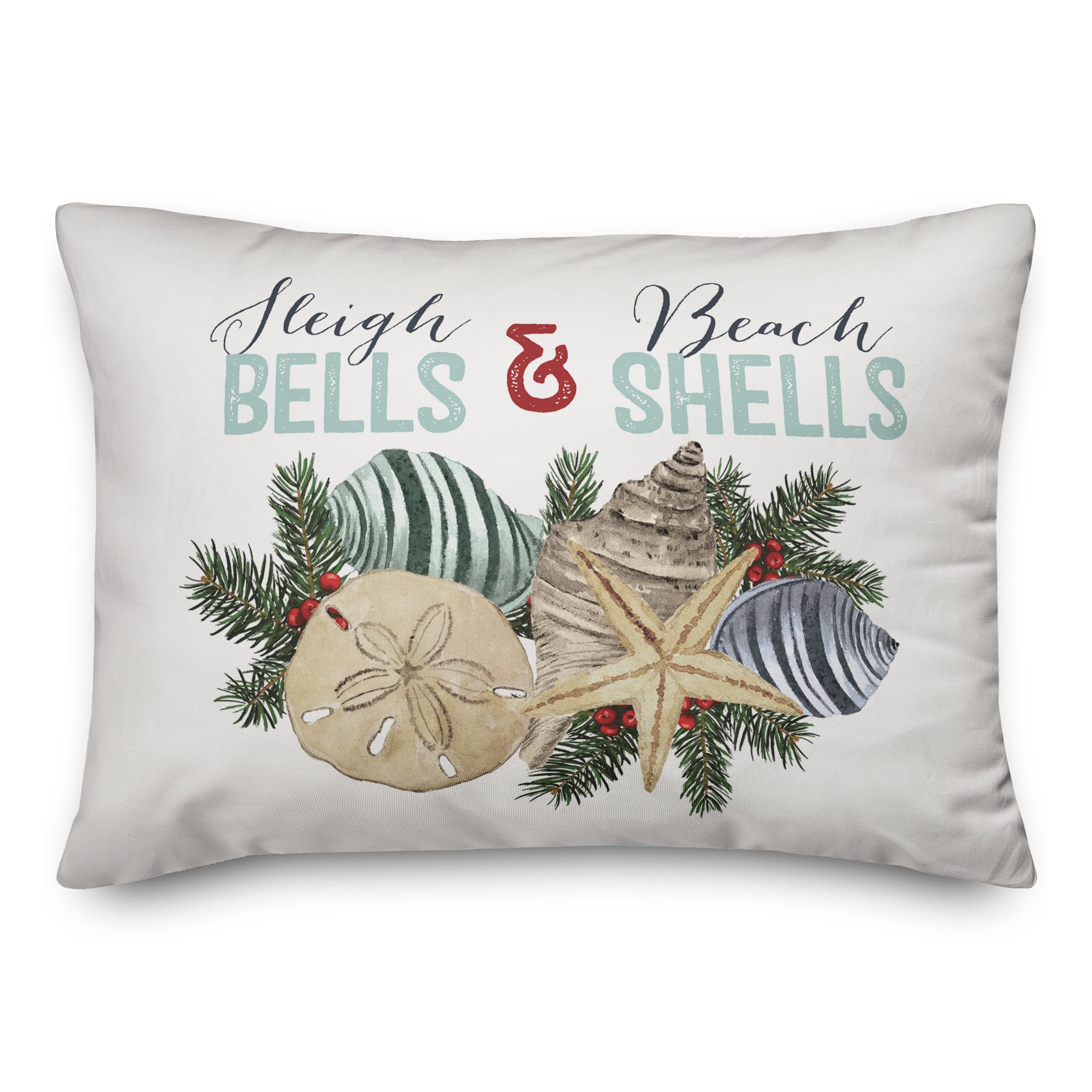 Sleigh Bells &#x26; Beach Shells Throw Pillow