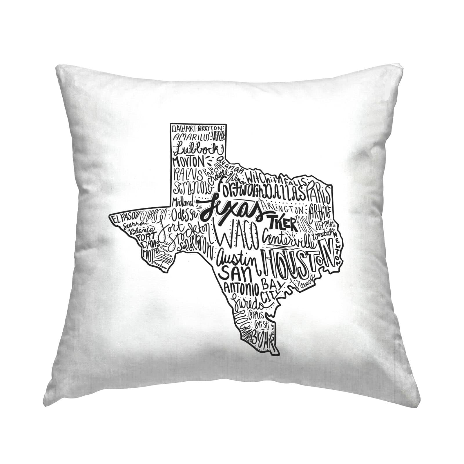 Stupell Industries Texas State Outline Shape City Typography Throw Pillow, 18" x 18"
