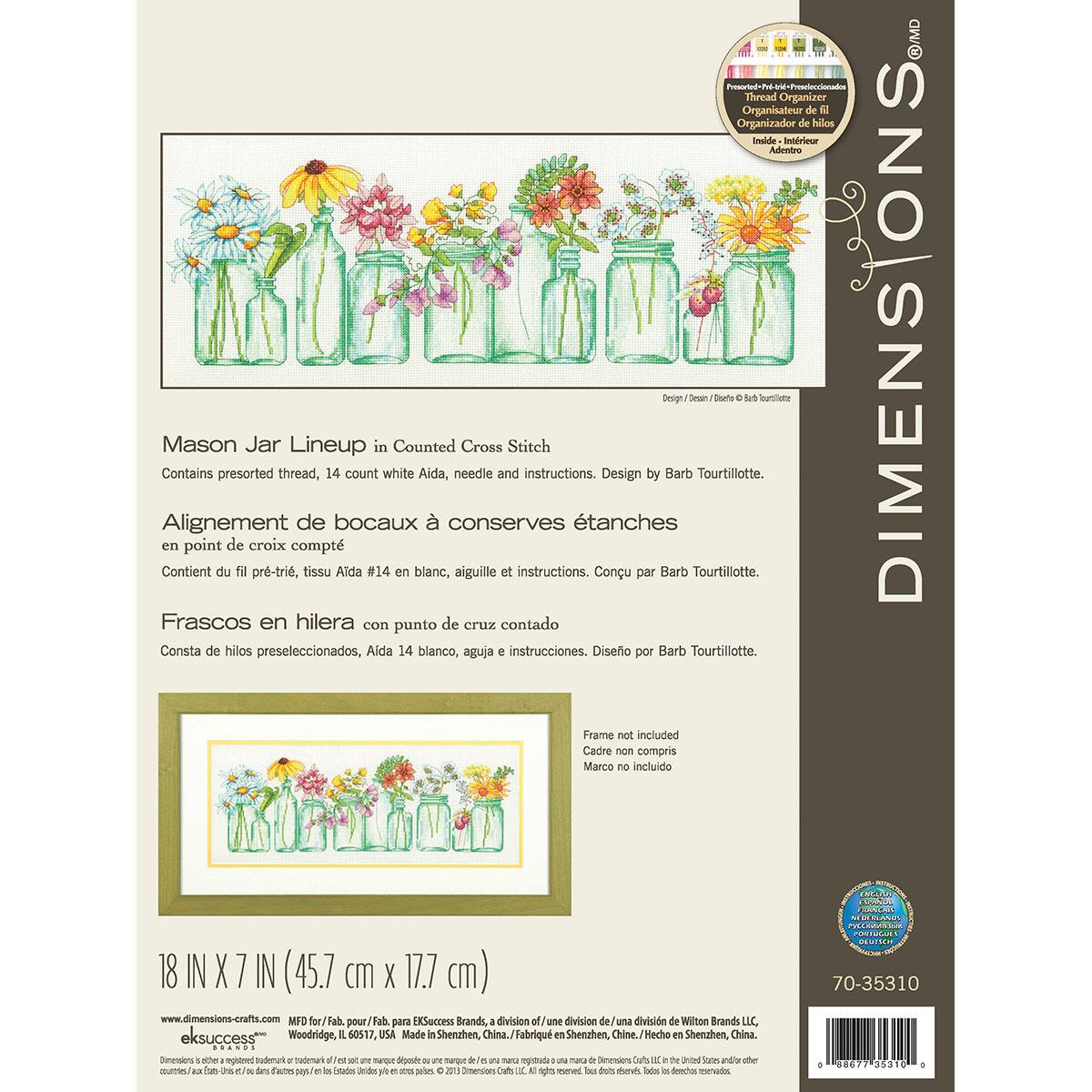 Dimensions Mason Jar Lineup Counted Cross Stitch Kit