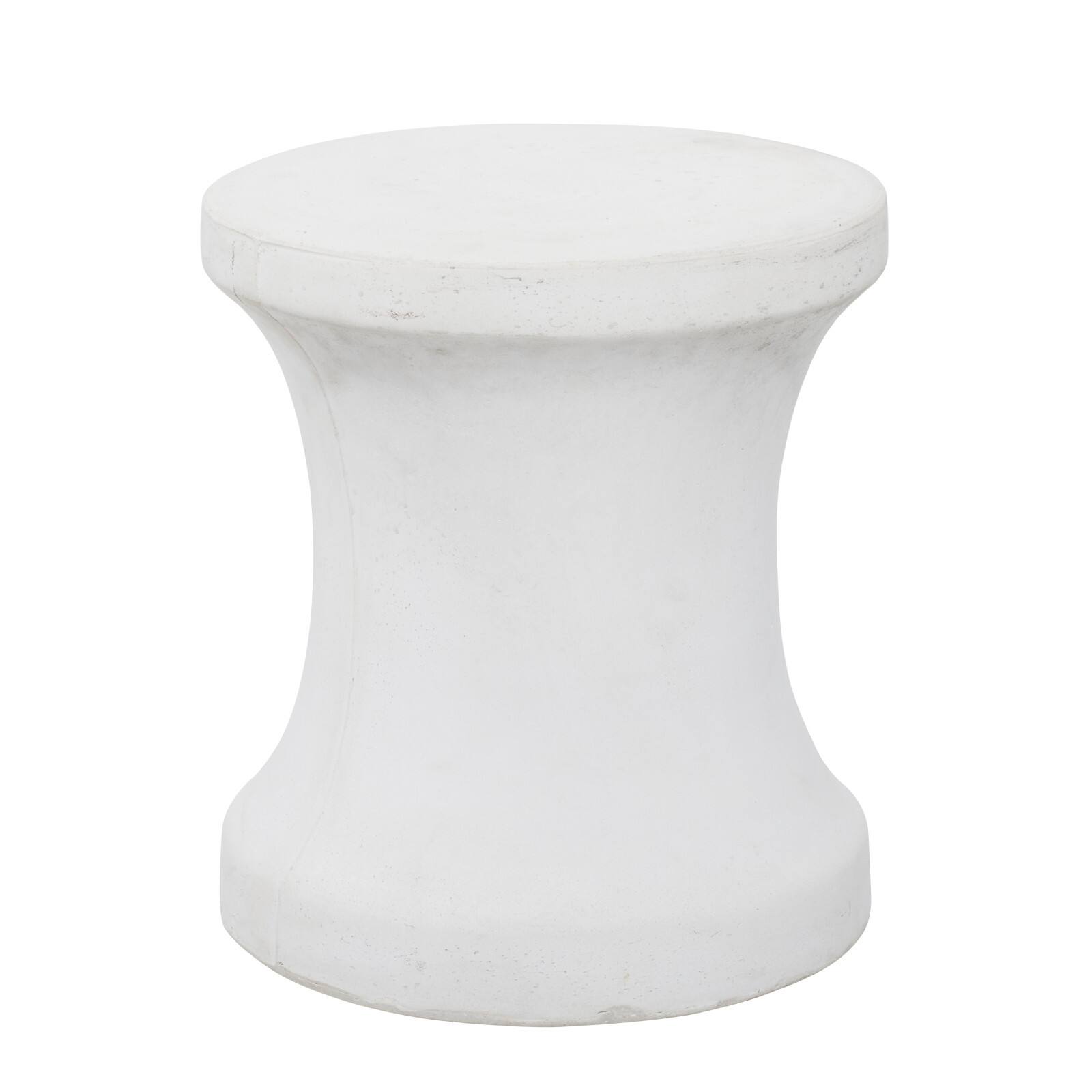 White Fiber Clay Contemporary Outdoor Stool, 16&#x22; x 14&#x22; x 14&#x22;