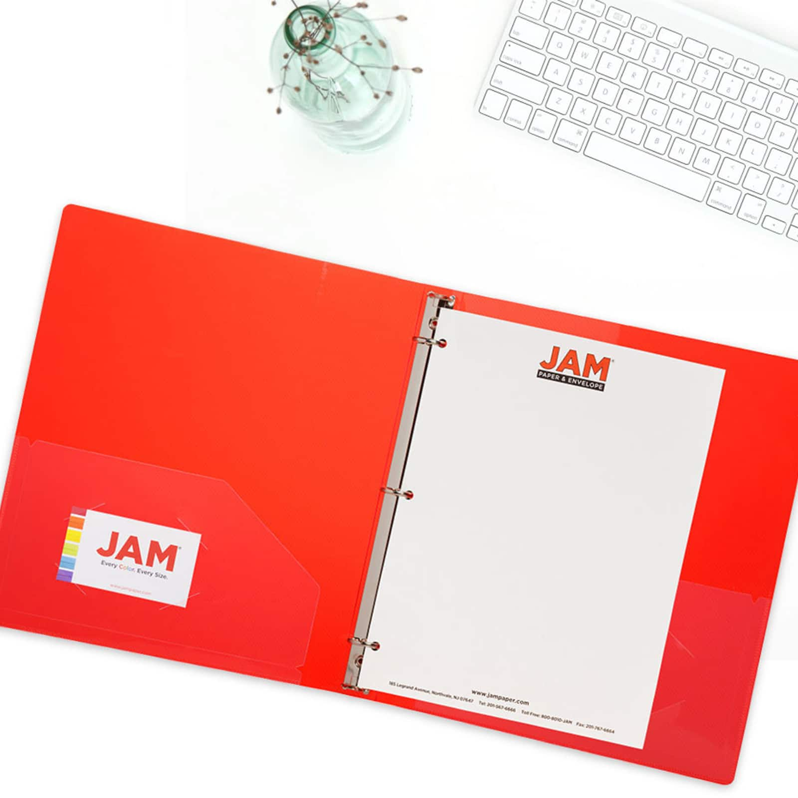 JAM Paper 3/4&#x22; Glass Twill Plastic 3-Ring Binders, 4ct.