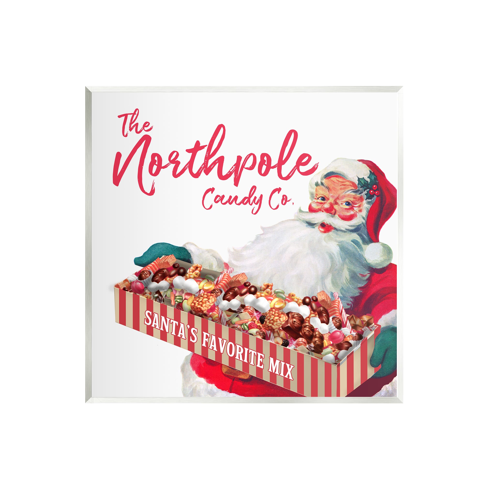 Stupell Industries Vintage Northpole Candy Santa Claus Wall Plaque Art