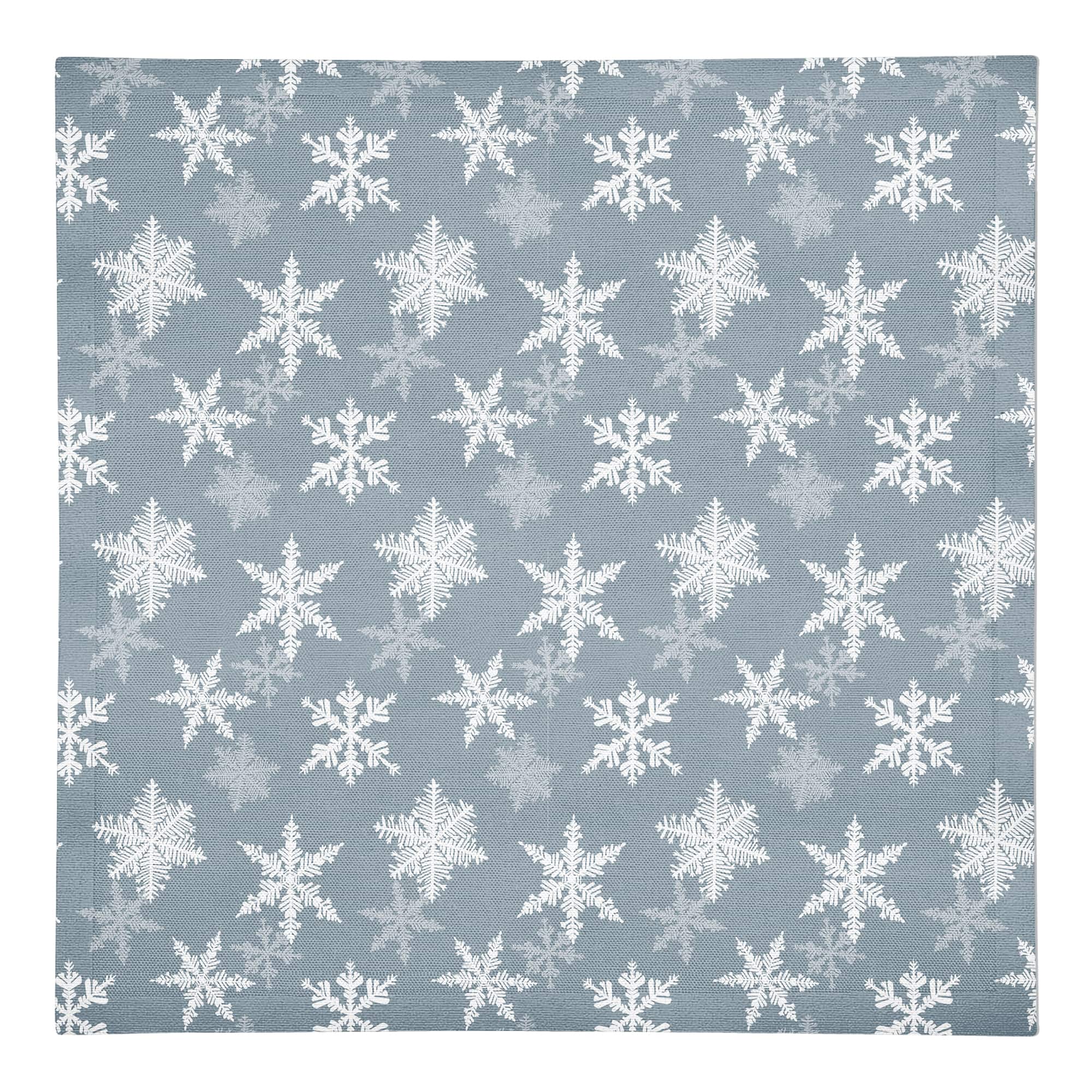 Blue Snowflake Pattern 10" x 10" Cotton Twill Napkin