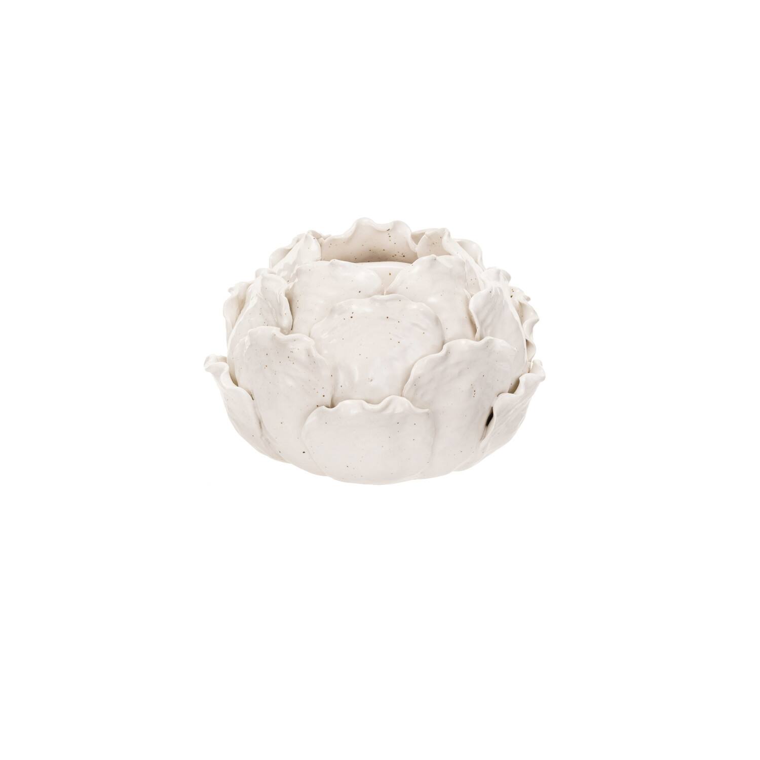 Hello Honey&#xAE; 5&#x22; Cream Artichoke Tealight Stoneware Candle Holder