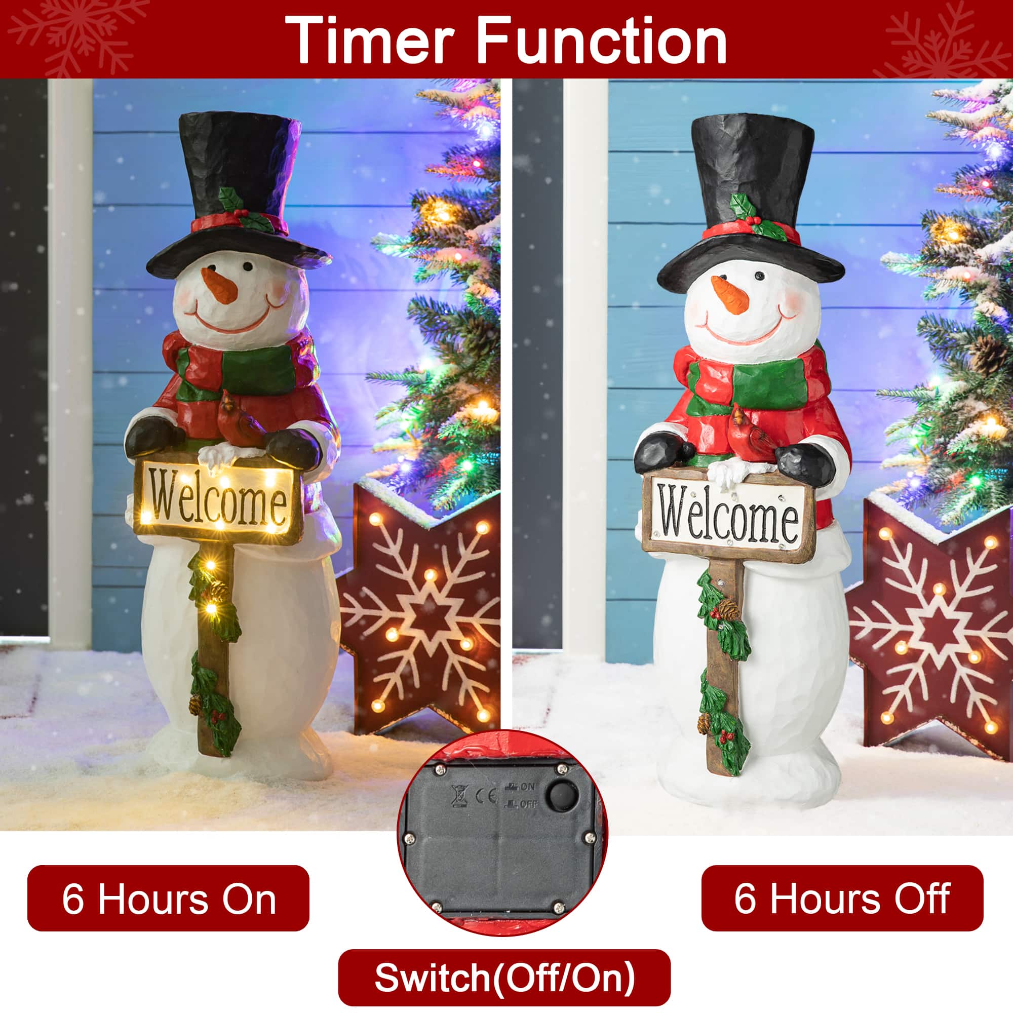 Glitzhome&#xAE; 29.25&#x22; Pre-Lit Christmas Snowman Porch D&#xE9;cor