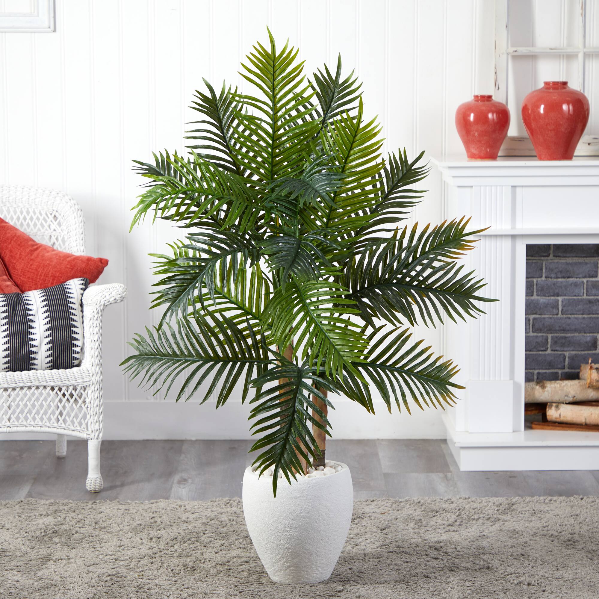5ft. Areca Palm Real Touch Artificial Tree in White Planter