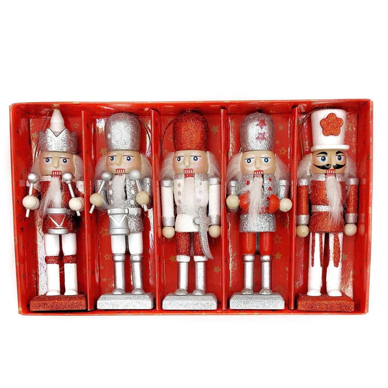 Wizardi 4.92" Classic Wooden Christmas Festive Decoration Nutcracker Set