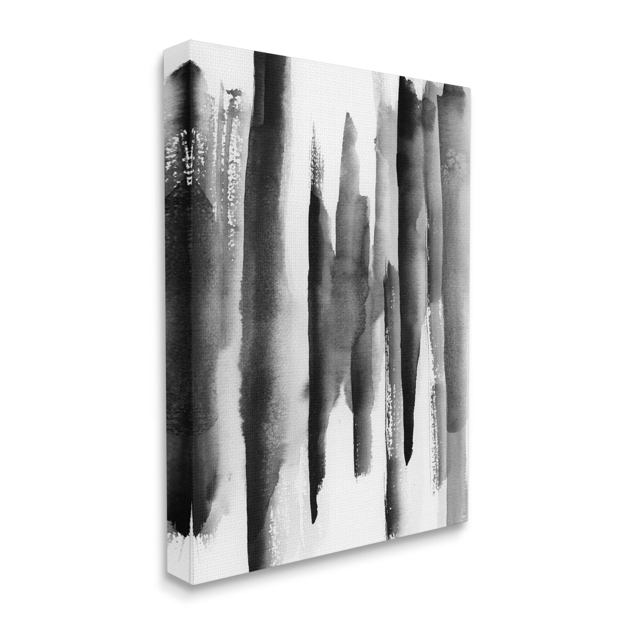 Stupell Industries Modern Black Ink Abstract Landscape Watercolor over White Canvas Wall Art